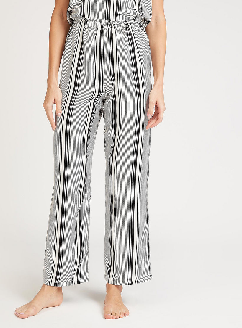 طقم بنطلون بيجاما طويل وقميص نوم مخطط بأكمام قصيرة-women-clothing-nightwear-pyjamas-longsets-image-5