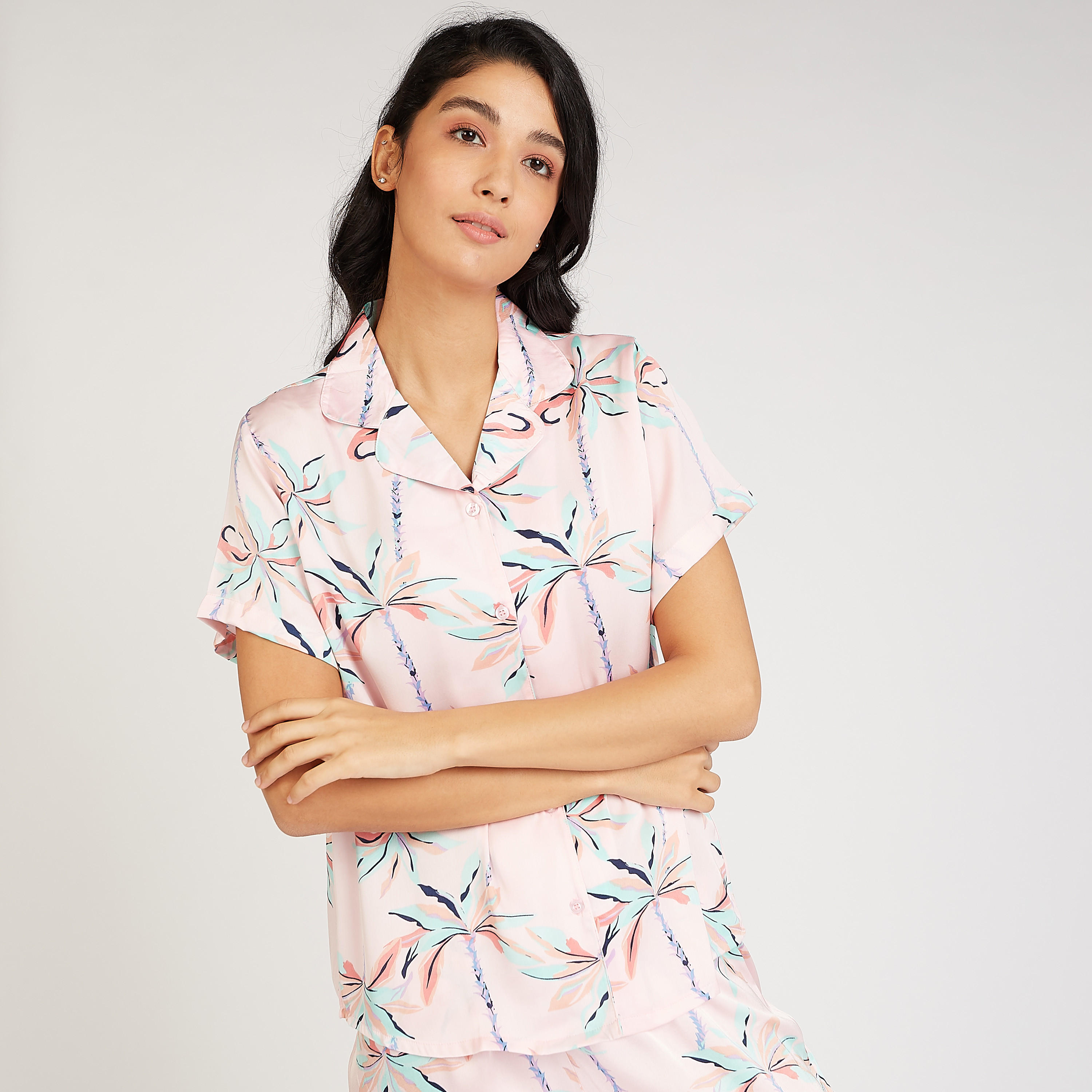 طقم ملابس نوم 3 قطع بطبعات-women-clothing-nightwear-pyjamas-longsets-image-4