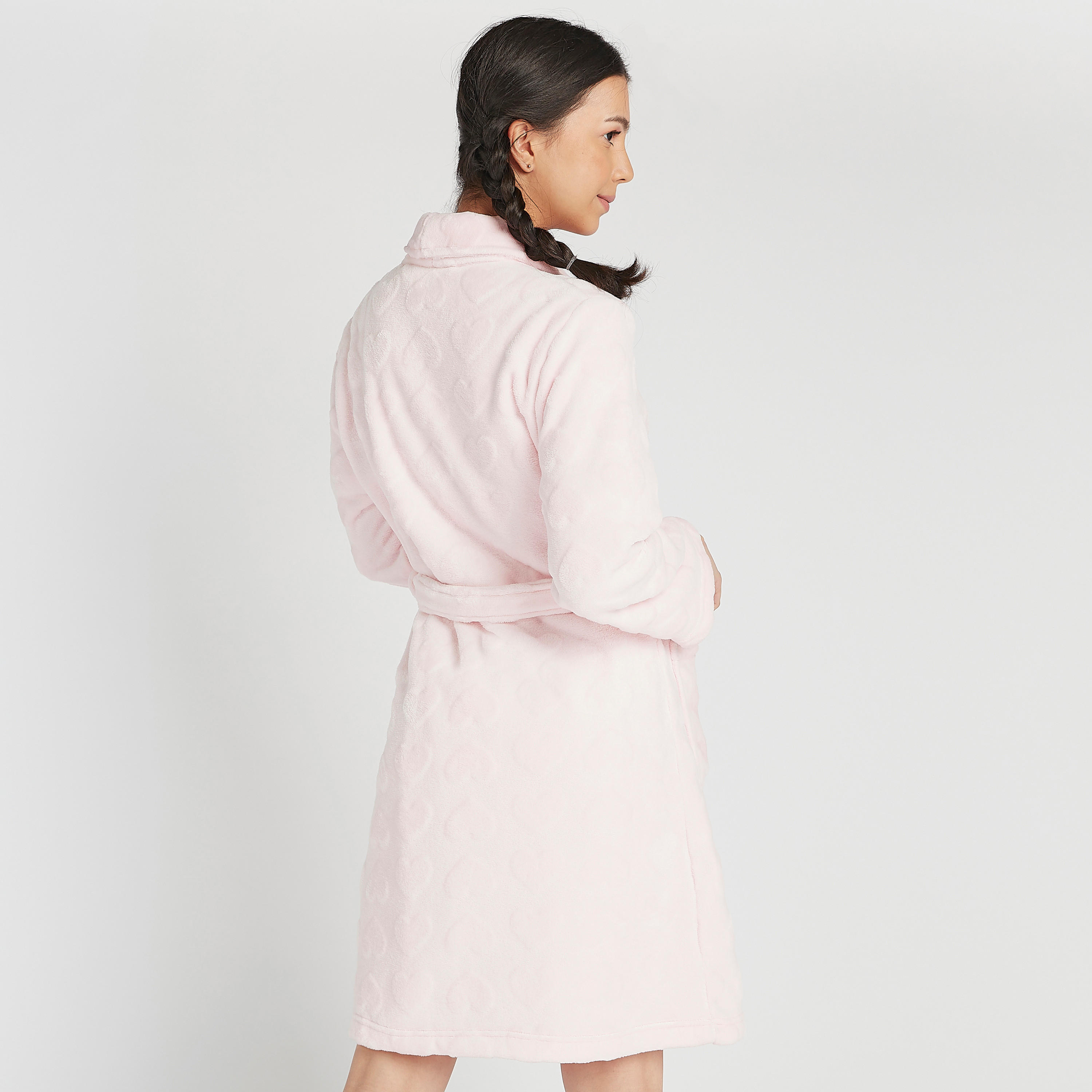 روب سادة بأكمام طويلة ورباط-women-clothing-nightwear-robes-image-2