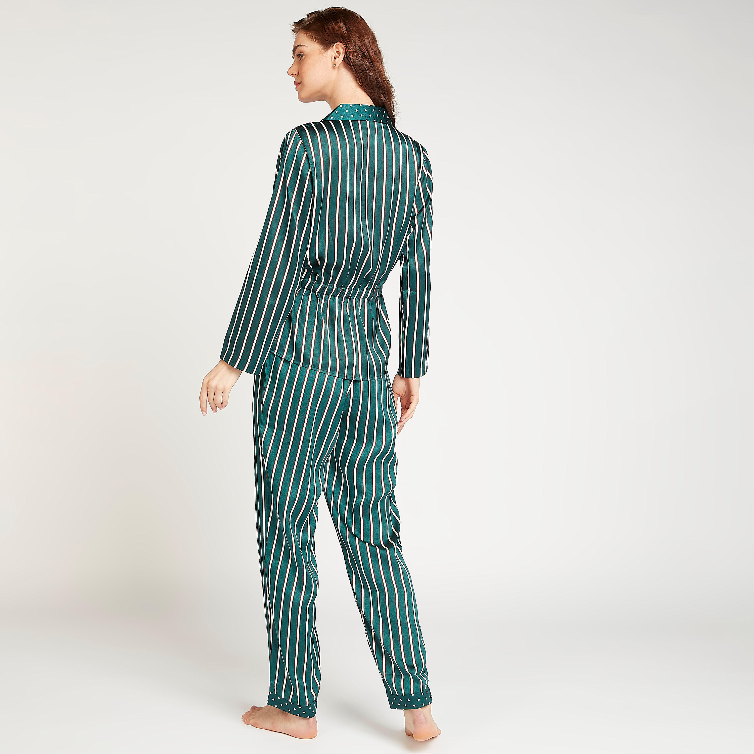 طقم بنطلون بيجاما طويل وبلوزة مخططة-women-clothing-nightwear-pyjamas-longsets-image-3