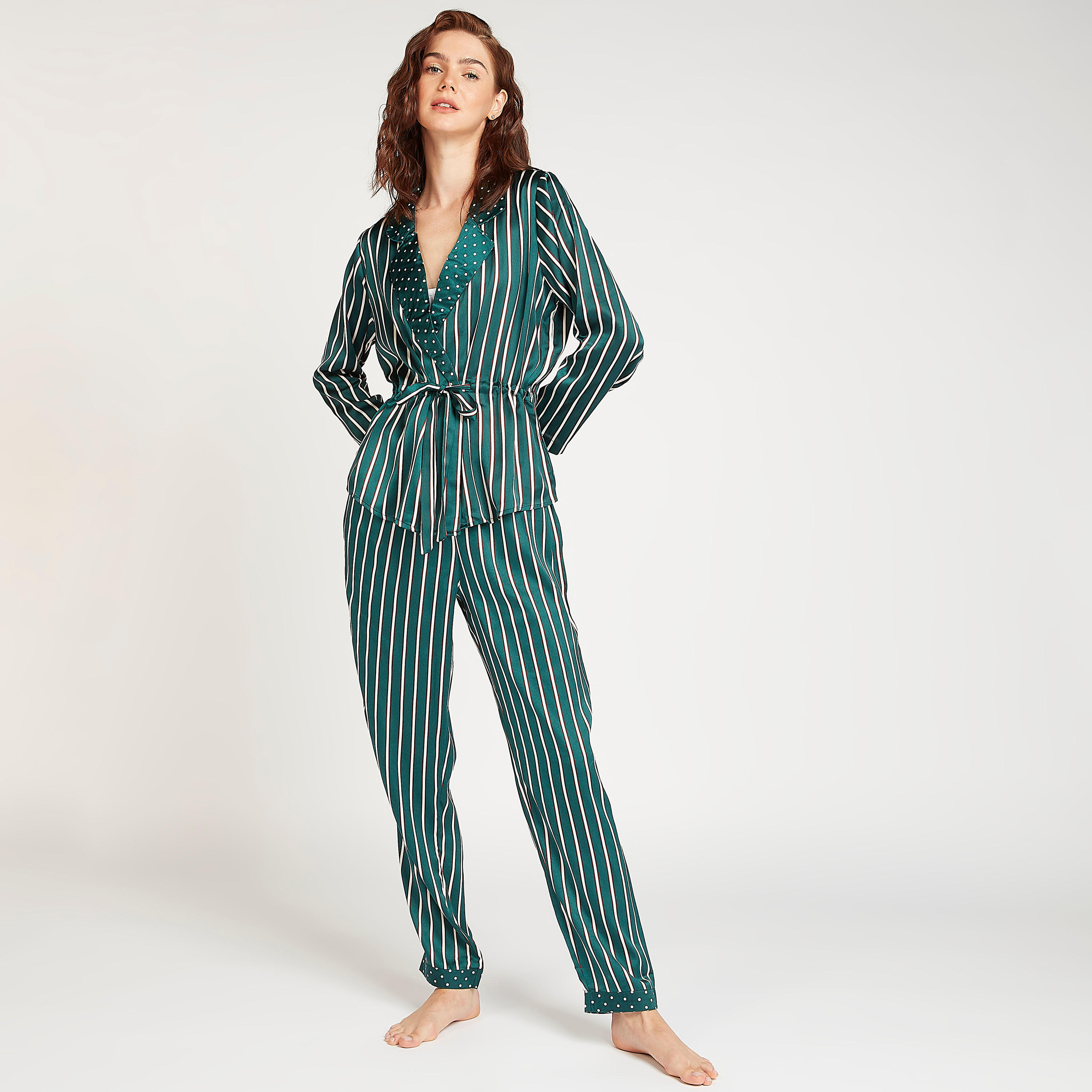 طقم بنطلون بيجاما طويل وبلوزة مخططة-women-clothing-nightwear-pyjamas-longsets-image-4