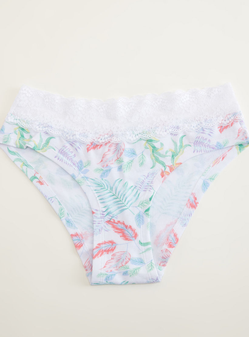 سراويل داخلية هيبستر بخصر مطاطي وتفاصيل دانتيل وطبعات-women-clothing-lingerie-panties-image-1
