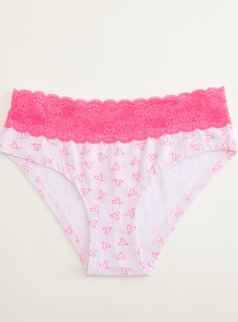 سراويل داخلية هيبستر بخصر مطاطي وتفاصيل دانتيل وطبعات-women-clothing-lingerie-panties-image-1