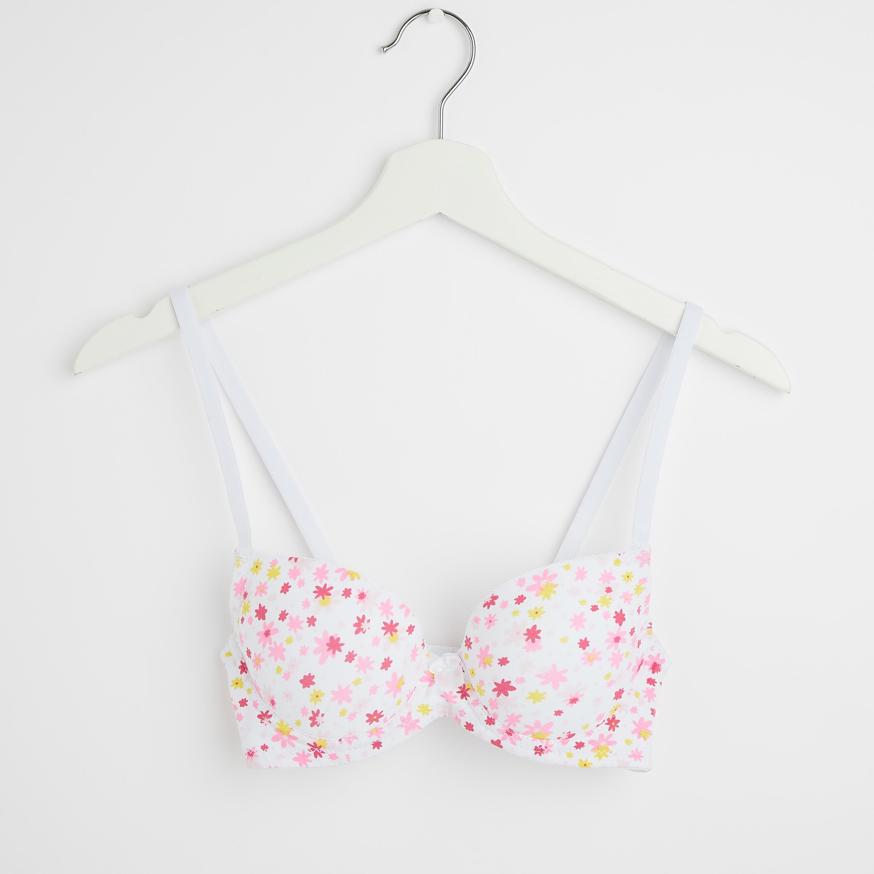 صدريّة بلانج مبطّنة بطبعات وخطّاف وحلقة إغلاق وزينة فيونكة-women-clothing-lingerie-bras-image-1