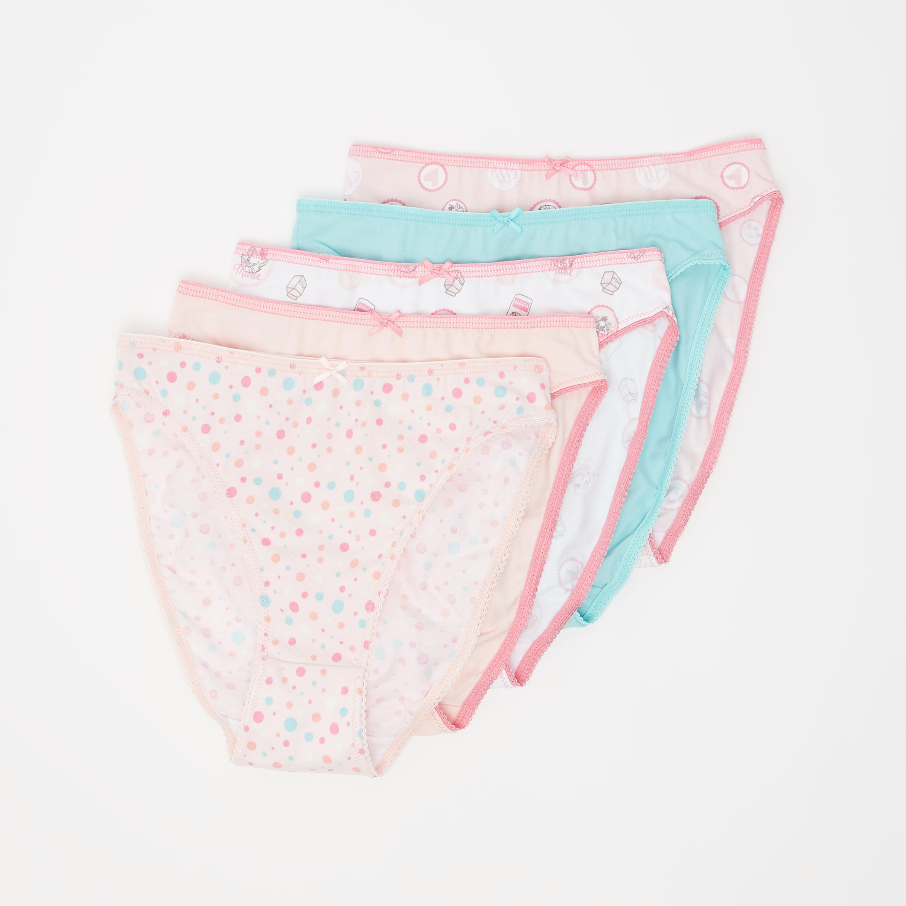 سراويل قطنية مستدامة بطبعات طقم من 5 قطع-women-clothing-lingerie-panties-image-1