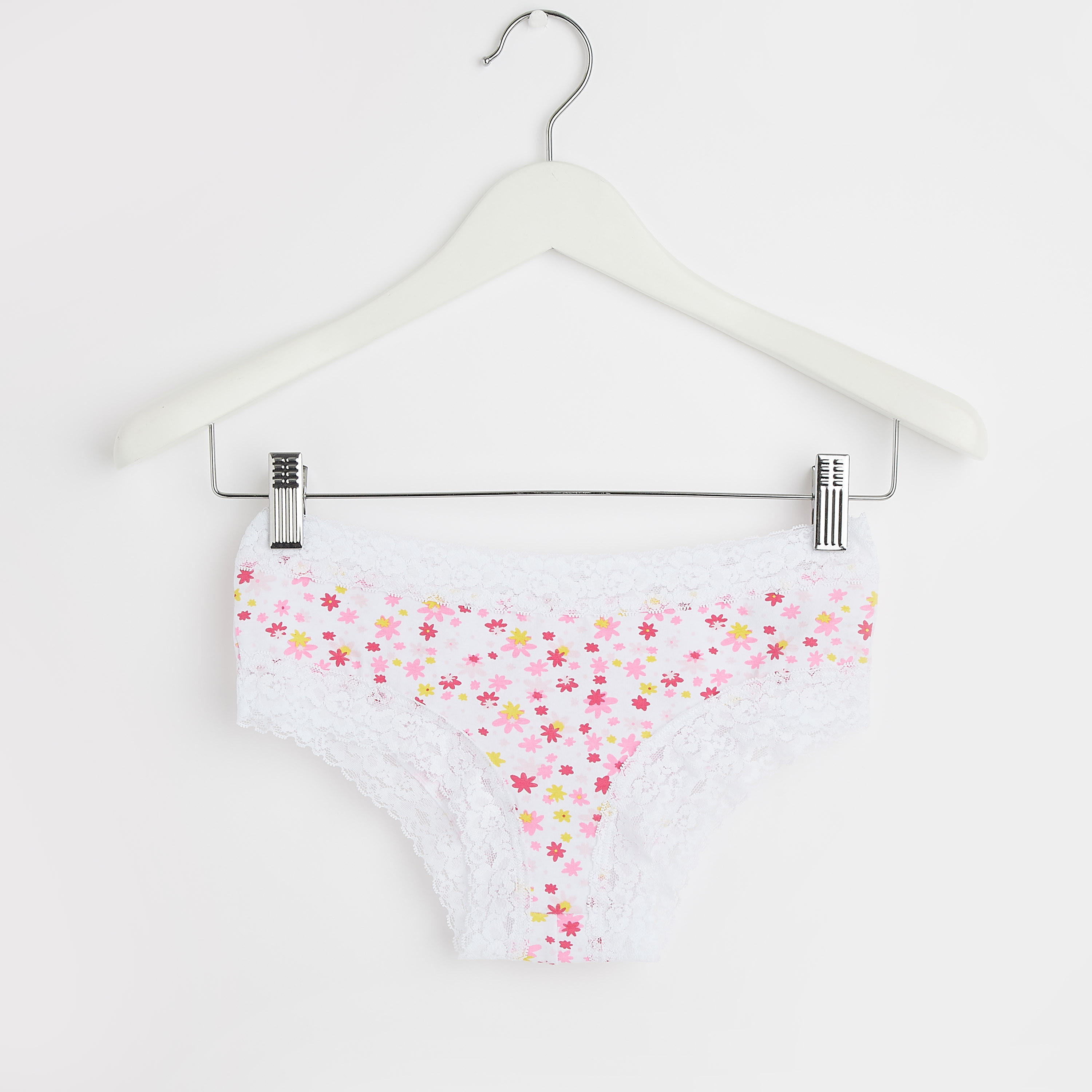 سراويل داخلية هيبستر بخصر مطاطي وتفاصيل دانتيل وطبعات زهرية-women-clothing-lingerie-panties-image-1
