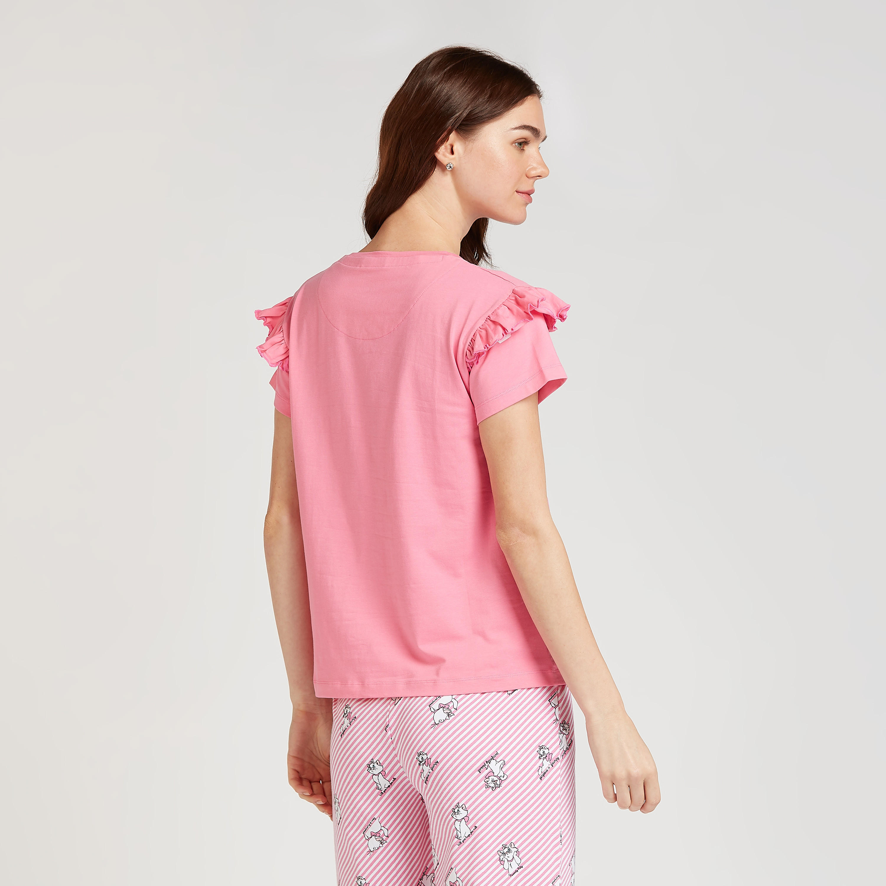 طقم مستدام من بنطلون بيجاما وتيشيرت بياقة مستديرة وطبعات ماري-women-clothing-nightwear-pyjamas-longsets-image-4