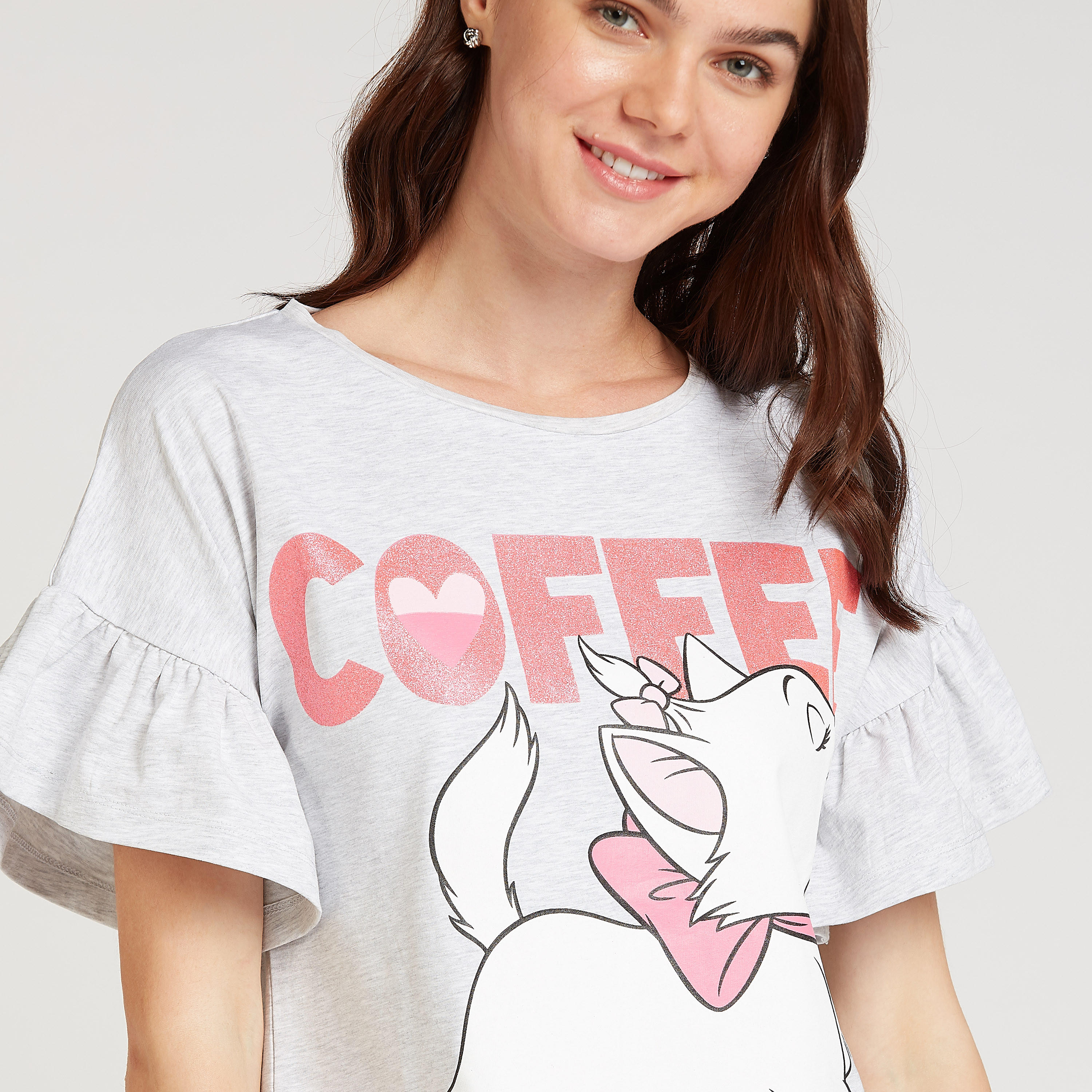 طقم مستدام من بنطلون بيجاما وتيشيرت بياقة مستديرة وطبعات ماري-women-clothing-nightwear-pyjamas-longsets-image-3