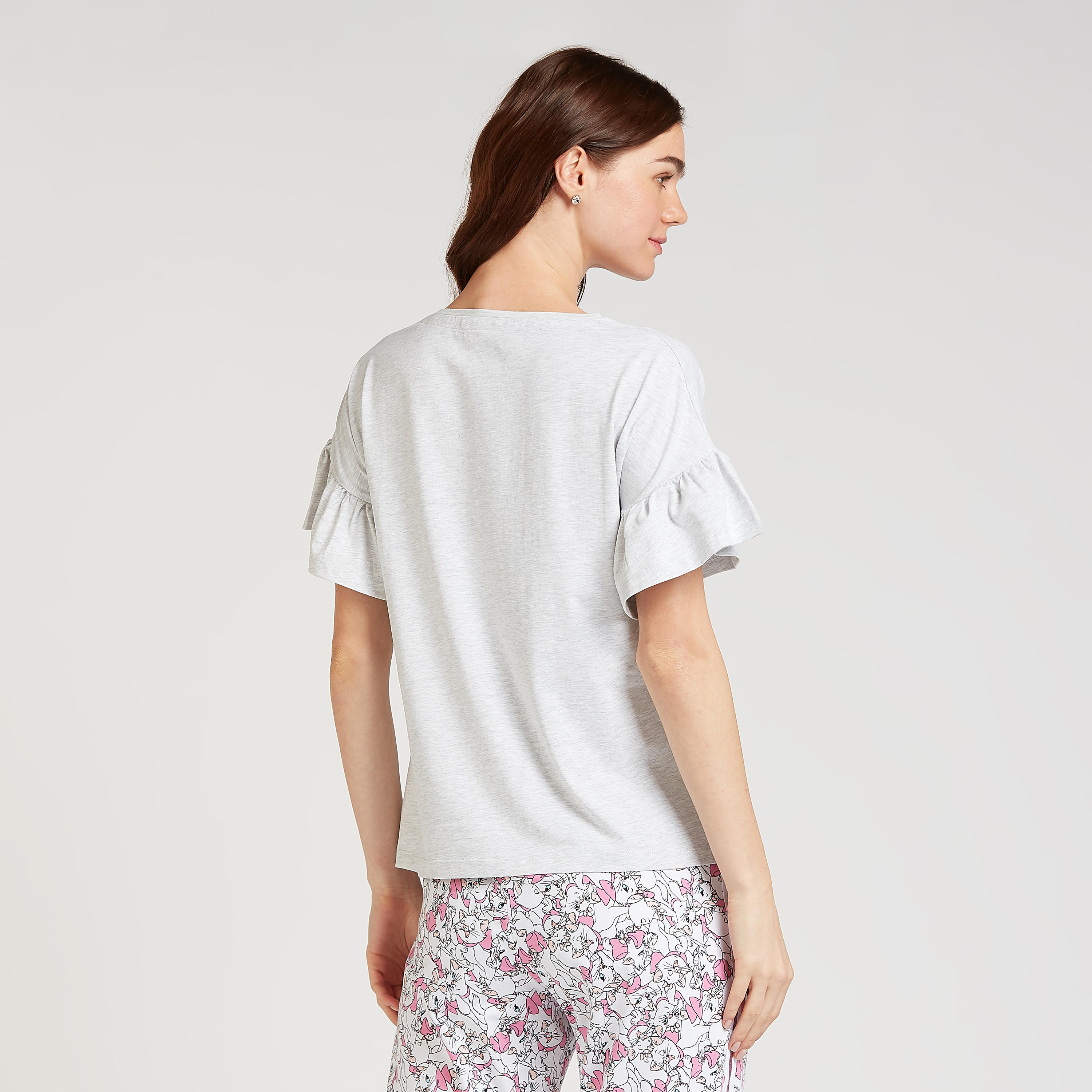طقم مستدام من بنطلون بيجاما وتيشيرت بياقة مستديرة وطبعات ماري-women-clothing-nightwear-pyjamas-longsets-image-4