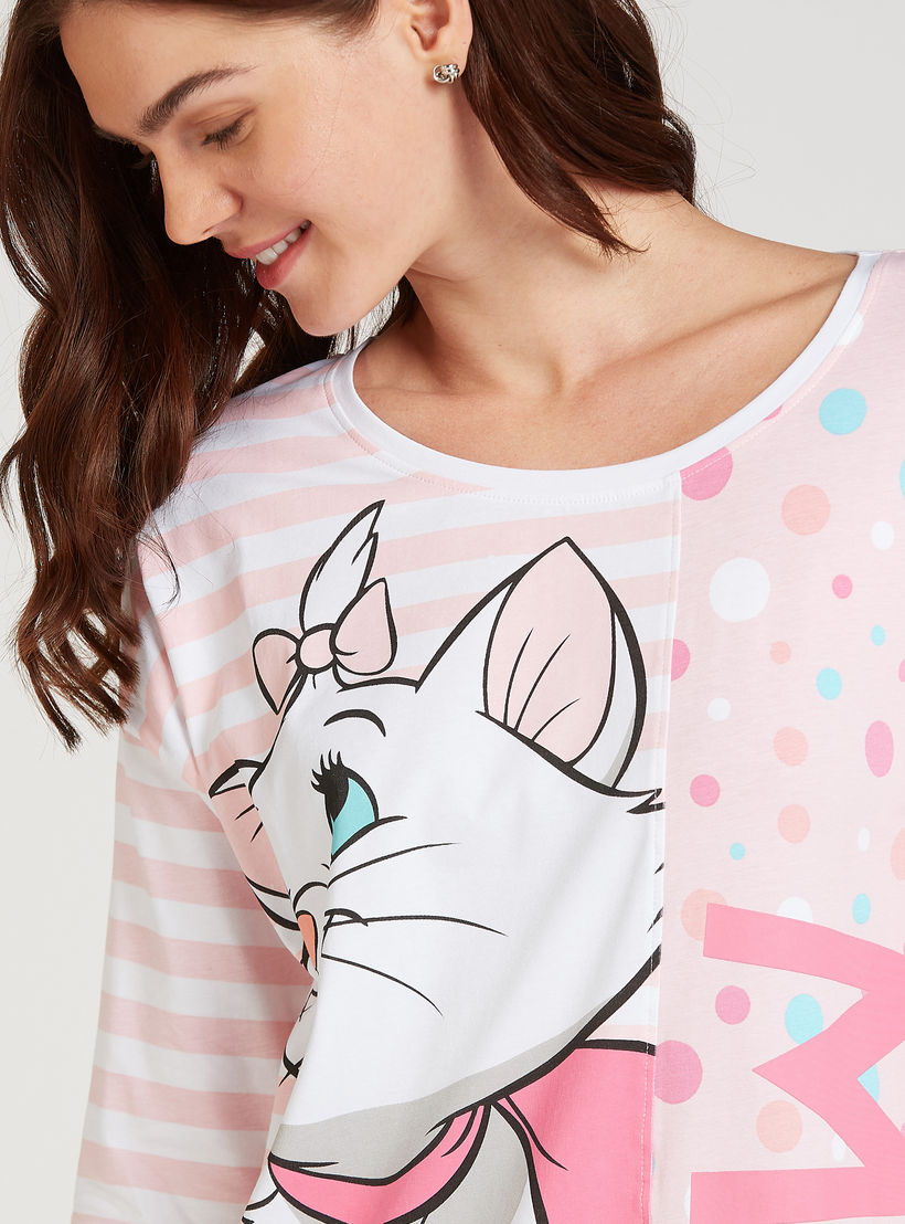 فستان نوم مستدام بياقة مستديرة وأكمام طويلة وطبعات ماري-women-clothing-nightwear-nighties-image-3