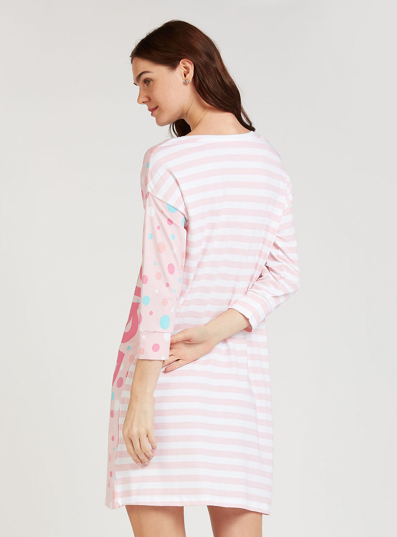 فستان نوم مستدام بياقة مستديرة وأكمام طويلة وطبعات ماري-women-clothing-nightwear-nighties-image-4