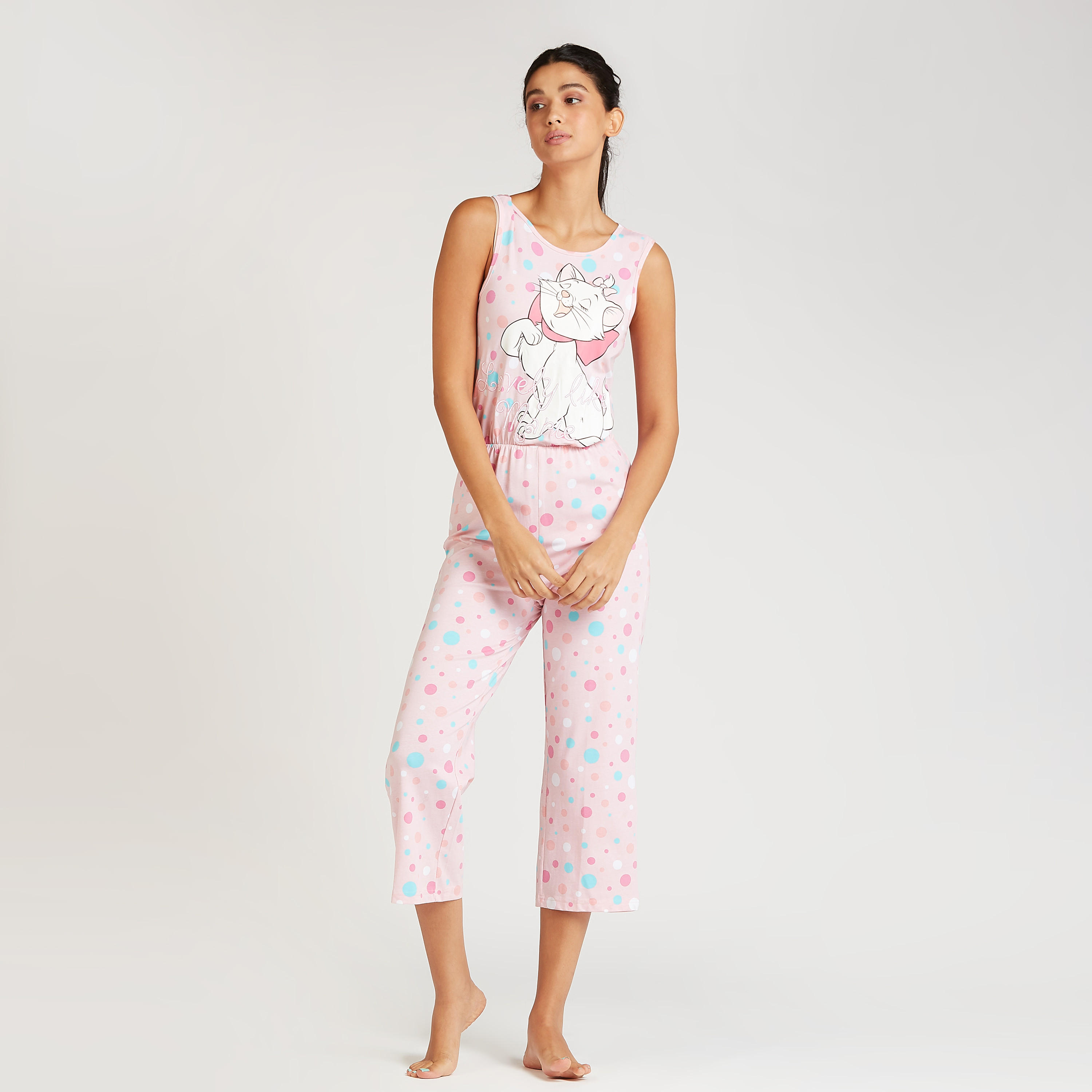 أفرول مستدام دون أكمام بطبعات ماري وأربطة-women-clothing-nightwear-nighties-image-1
