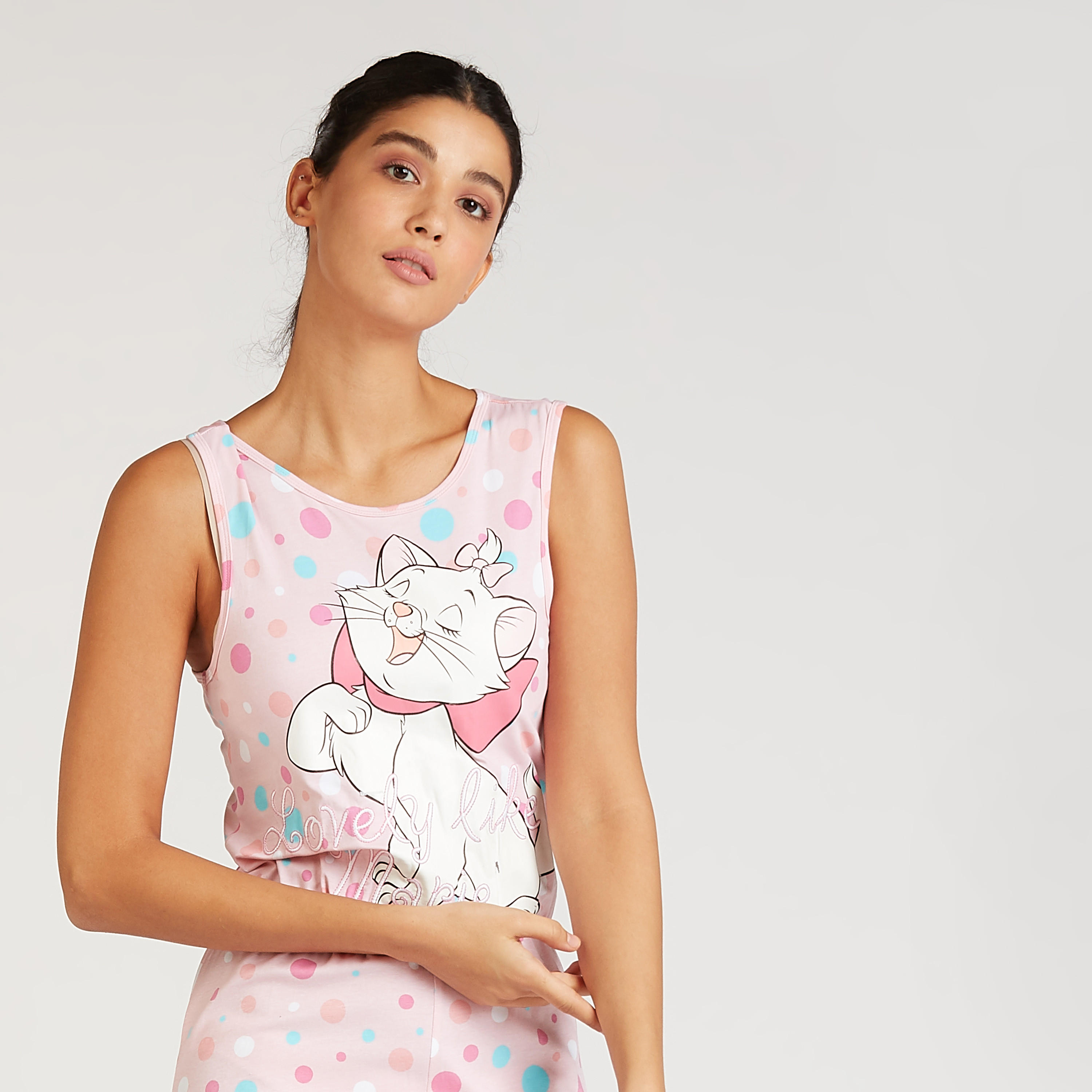 أفرول مستدام دون أكمام بطبعات ماري وأربطة-women-clothing-nightwear-nighties-image-4
