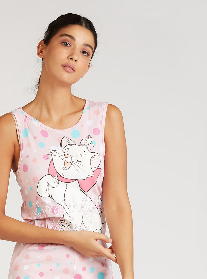 أفرول مستدام دون أكمام بطبعات ماري وأربطة-women-clothing-nightwear-nighties-image-4