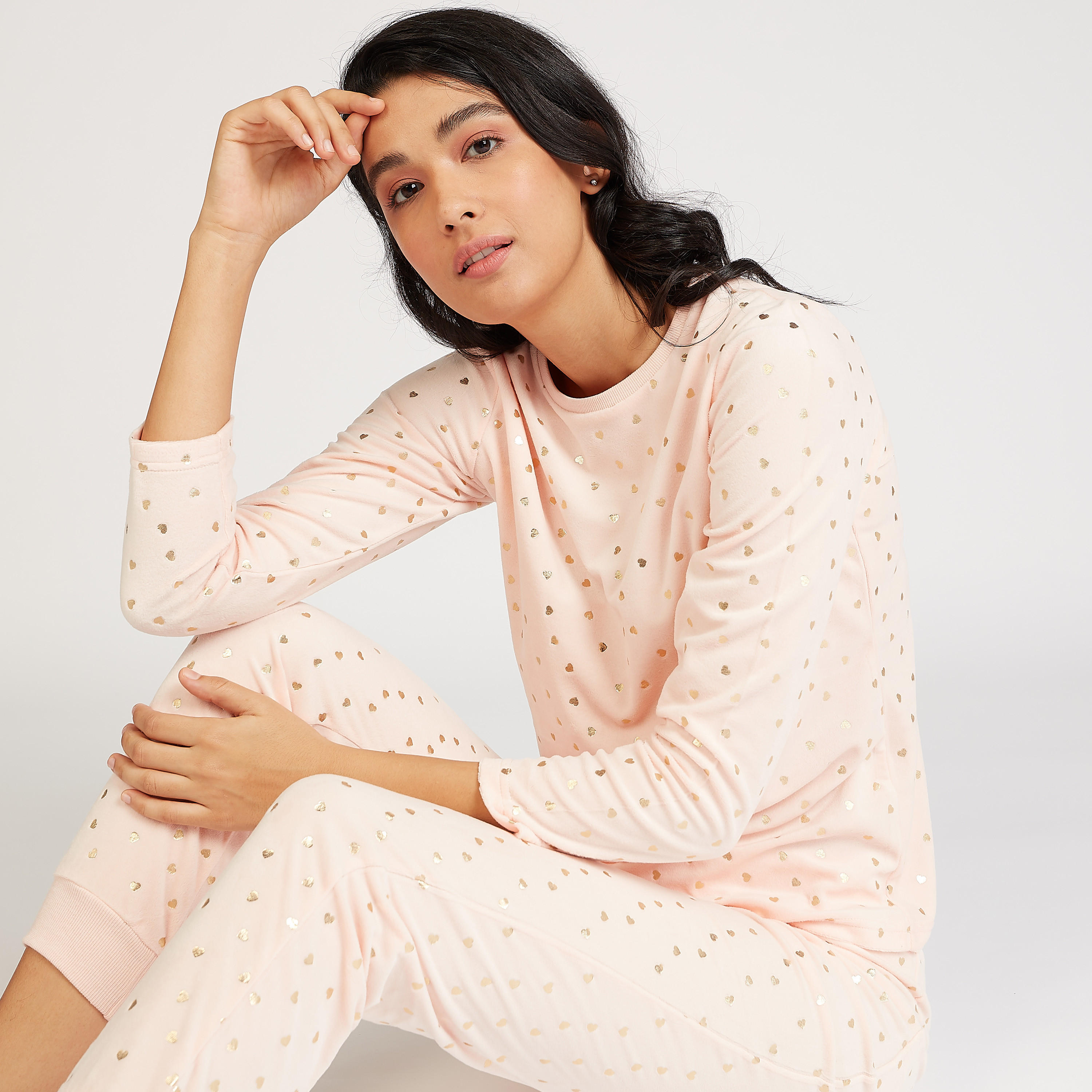 طقم مستدام بيجاما وتيشيرت بطبعات وأكمام طويلة-women-clothing-nightwear-pyjamas-longsets-image-2