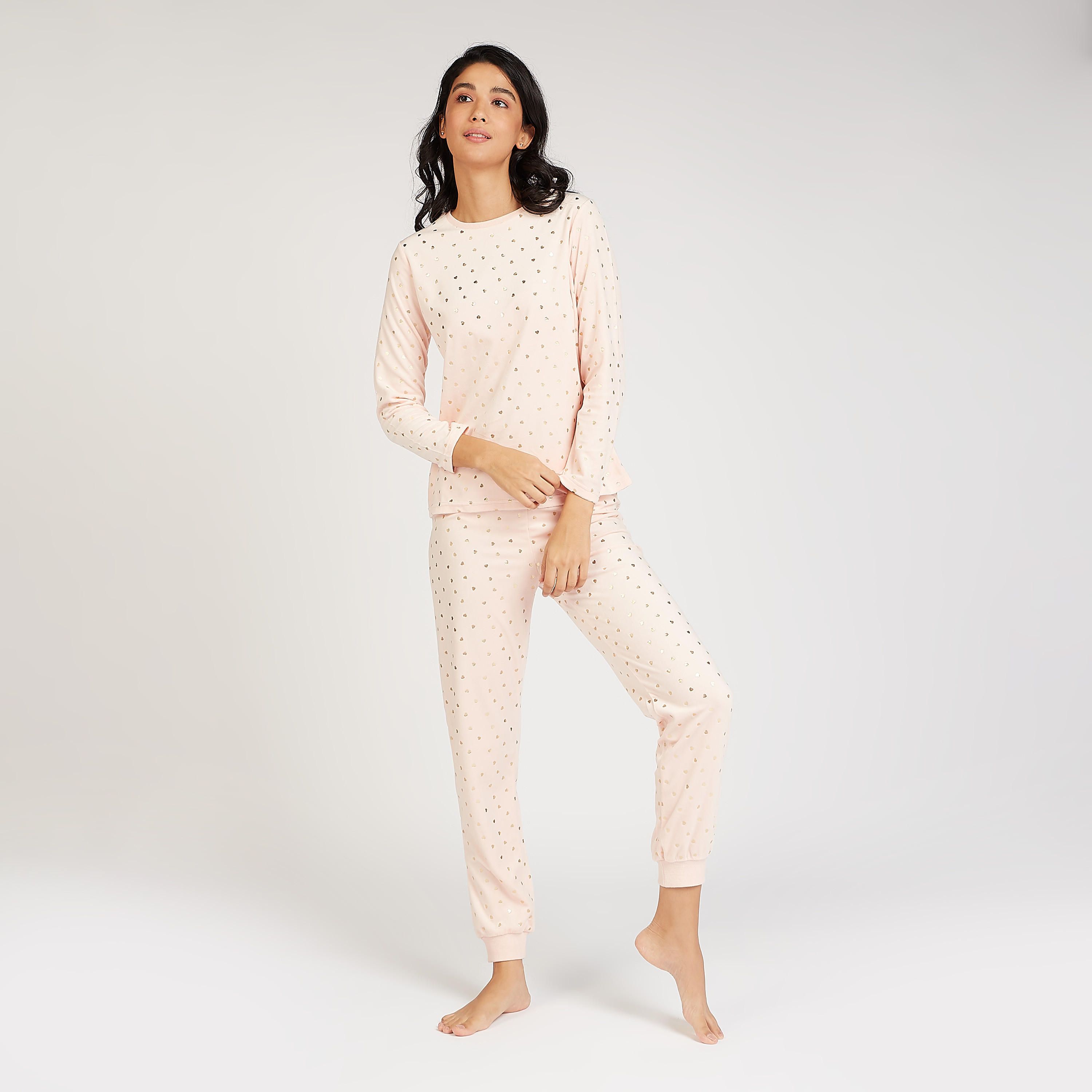 طقم مستدام بيجاما وتيشيرت بطبعات وأكمام طويلة-women-clothing-nightwear-pyjamas-longsets-image-1