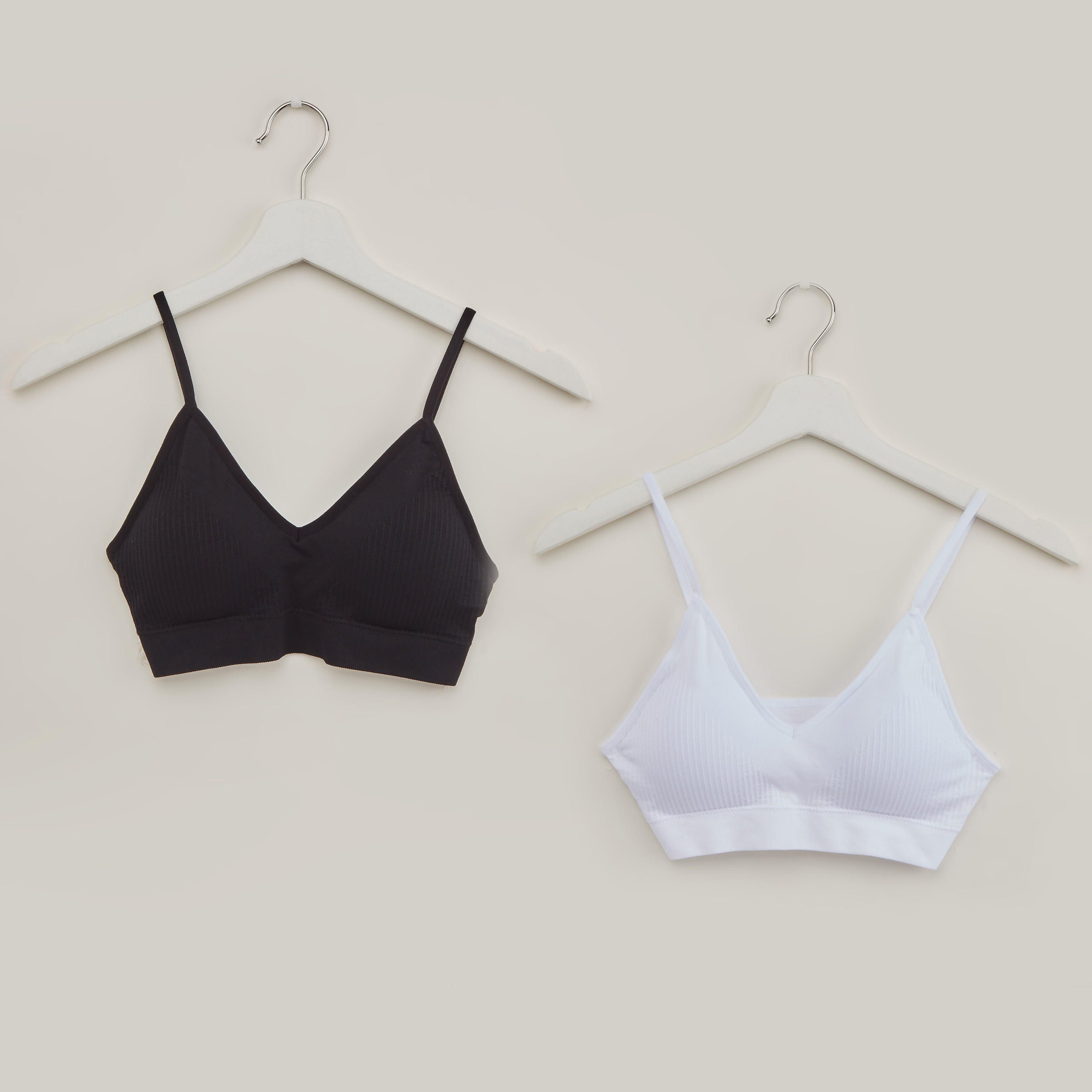 صدريّة رياضية بارزة الملمس مبطّنة بحمّالات قابلة للتعديل - طقم من قطعتين-women-clothing-lingerie-bras-image-1