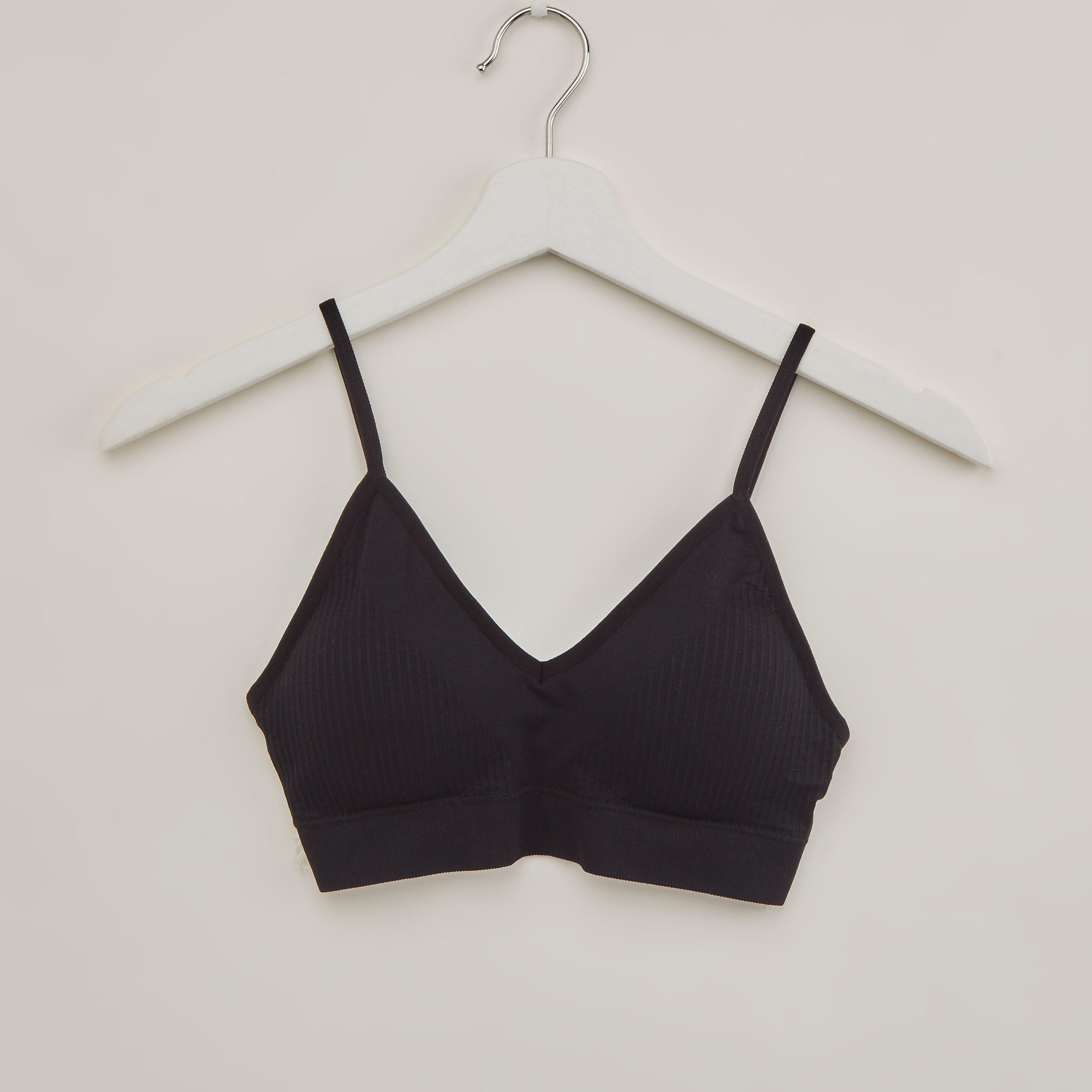 صدريّة رياضية بارزة الملمس مبطّنة بحمّالات قابلة للتعديل - طقم من قطعتين-women-clothing-lingerie-bras-image-2