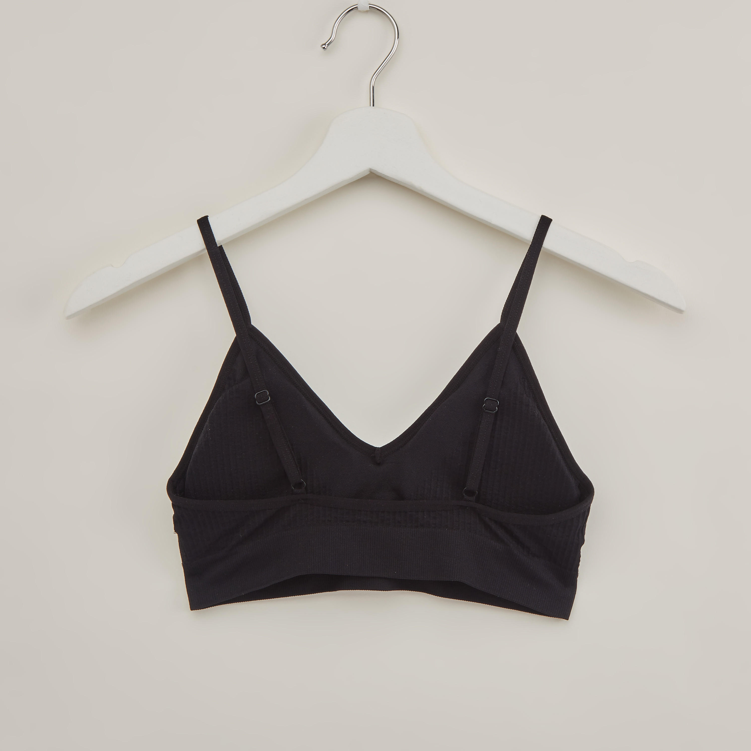 صدريّة رياضية بارزة الملمس مبطّنة بحمّالات قابلة للتعديل - طقم من قطعتين-women-clothing-lingerie-bras-image-3