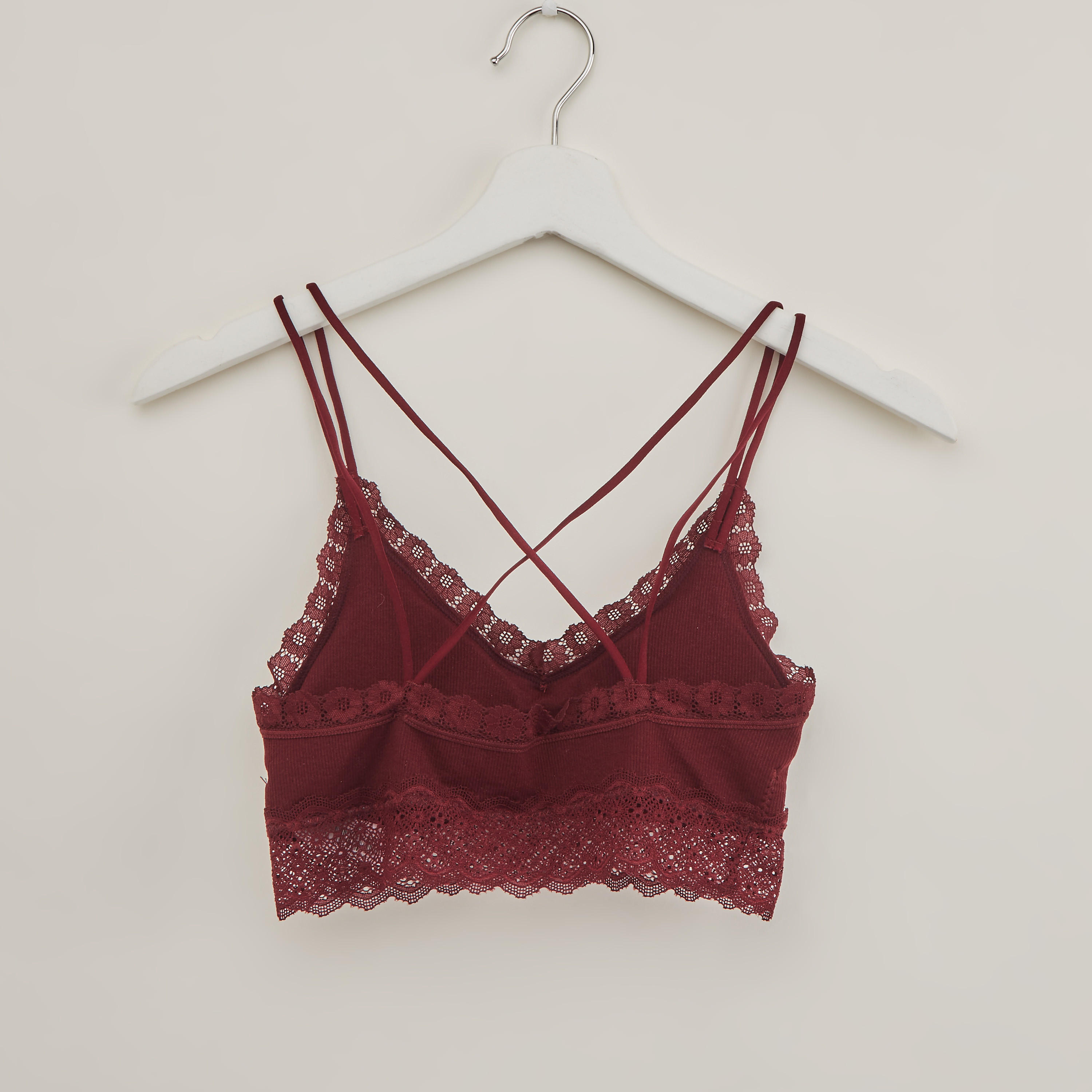 صدريّة رياضيّة بأحزمة قابلة للتعديل وتفاصيل دانتيل - طقم من قطعتين-women-clothing-lingerie-bras-image-3