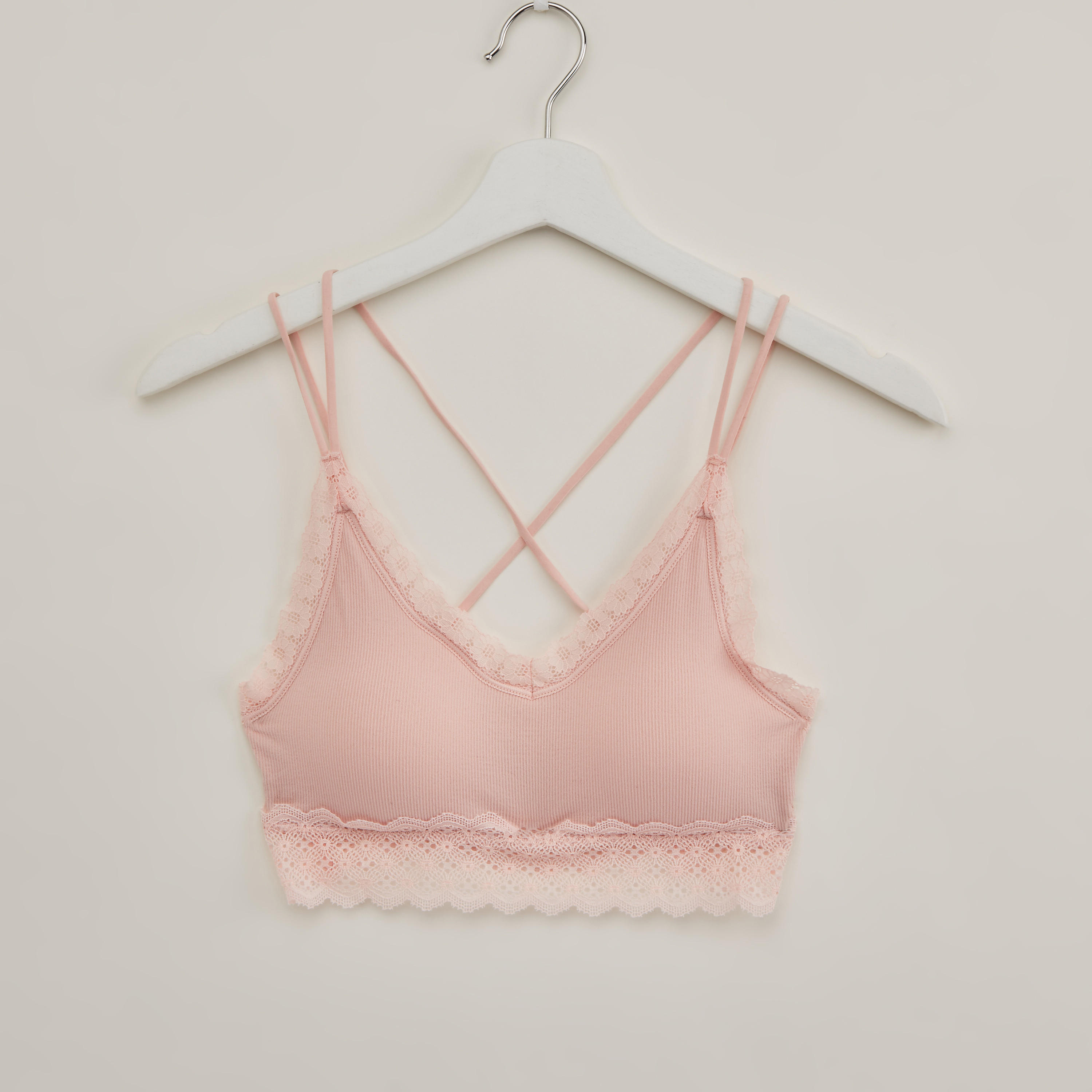 صدريّة رياضيّة بأحزمة قابلة للتعديل وتفاصيل دانتيل - طقم من قطعتين-women-clothing-lingerie-bras-image-4