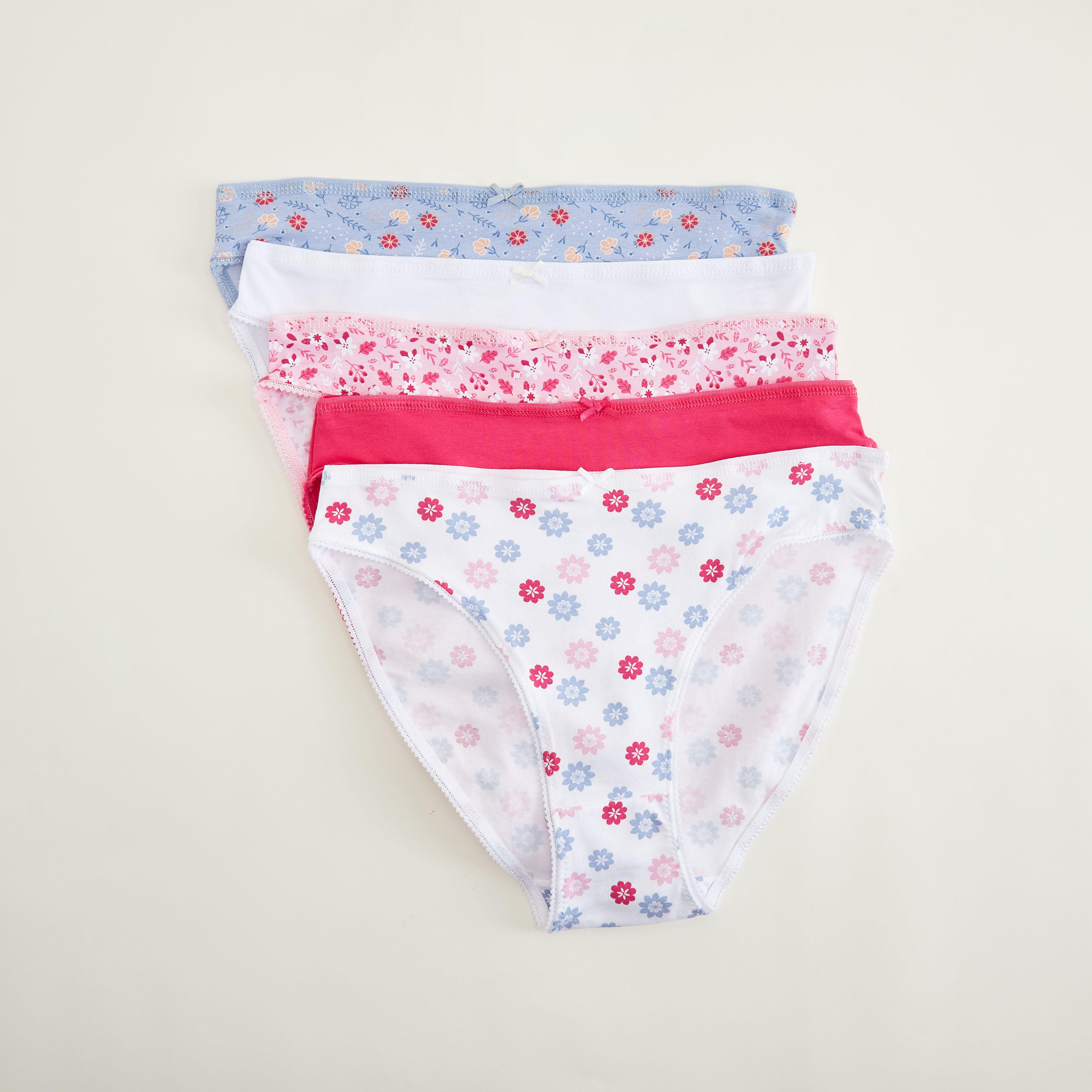 سراويل داخليّة هيبستر متنوّعة بخصر مطّاطي بتفاصيل فيونكة - طقم من 4 قطع-women-clothing-lingerie-panties-image-1
