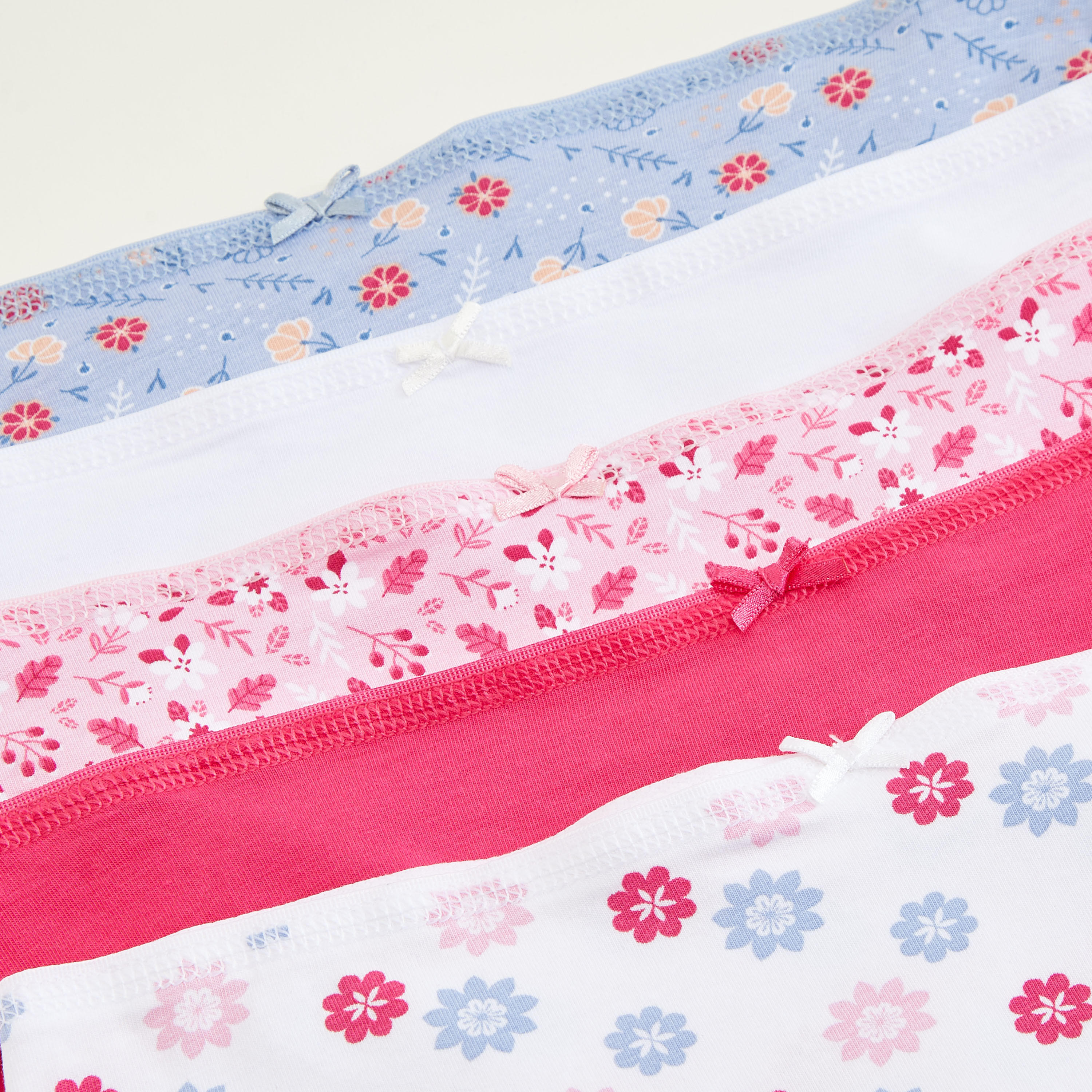 سراويل داخليّة هيبستر متنوّعة بخصر مطّاطي بتفاصيل فيونكة - طقم من 4 قطع-women-clothing-lingerie-panties-image-2