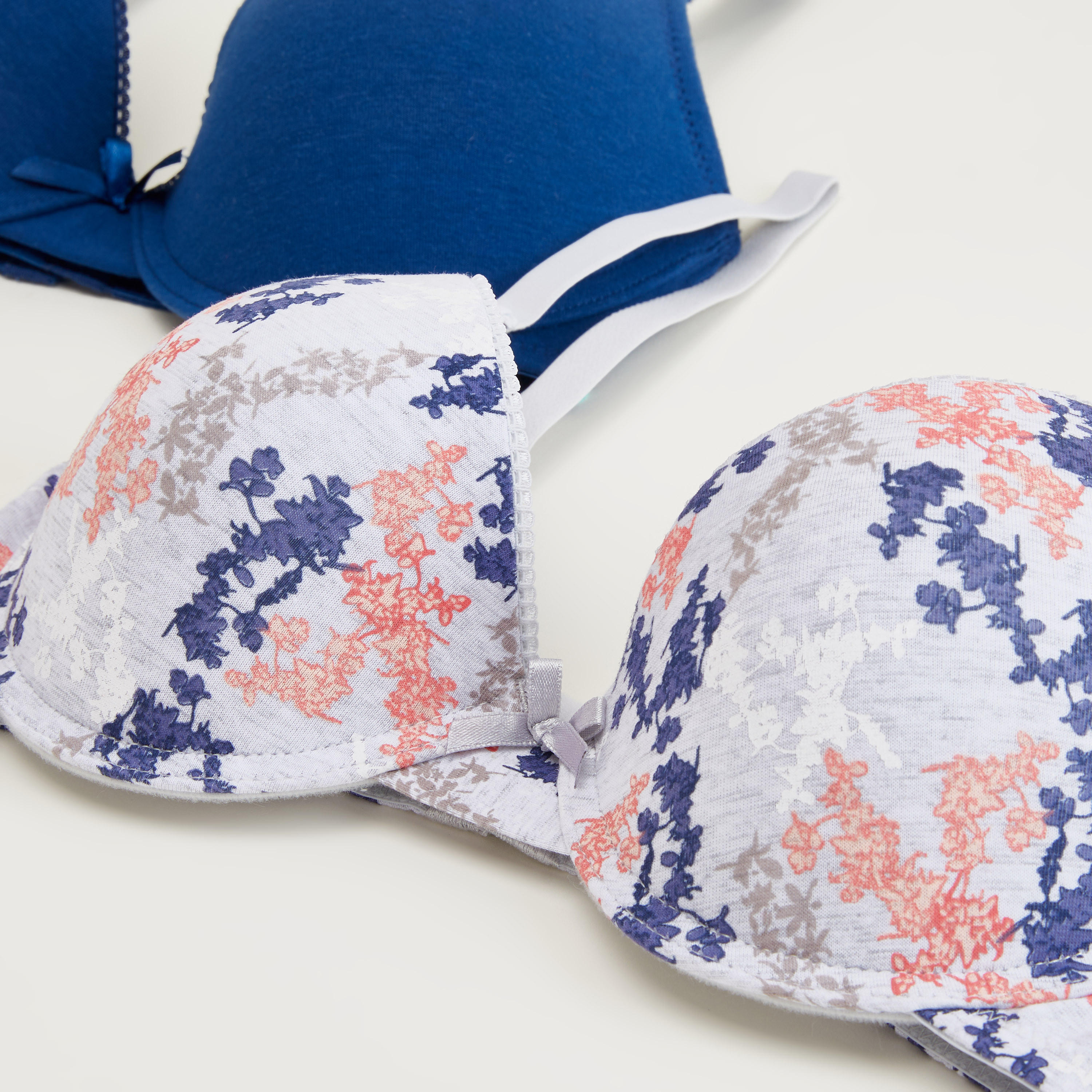 صدريّة مستدامة بطبعات وزينة فيونكة - طقم من 2 قطع-women-clothing-lingerie-bras-image-2