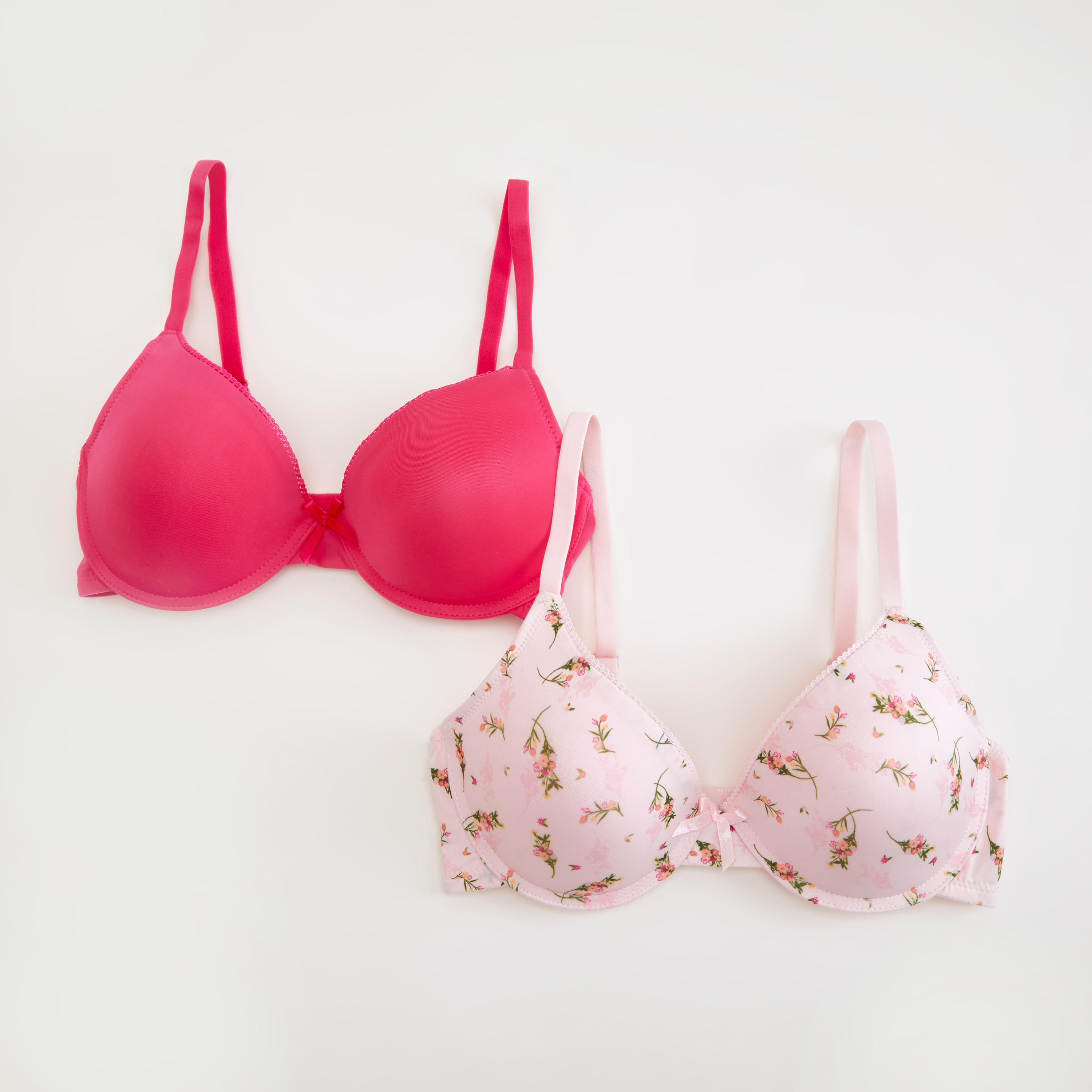 صدريّة مستدامة مبطنة بطبعات وزينة فيونكة - طقم من قطعتين-women-clothing-lingerie-bras-image-1