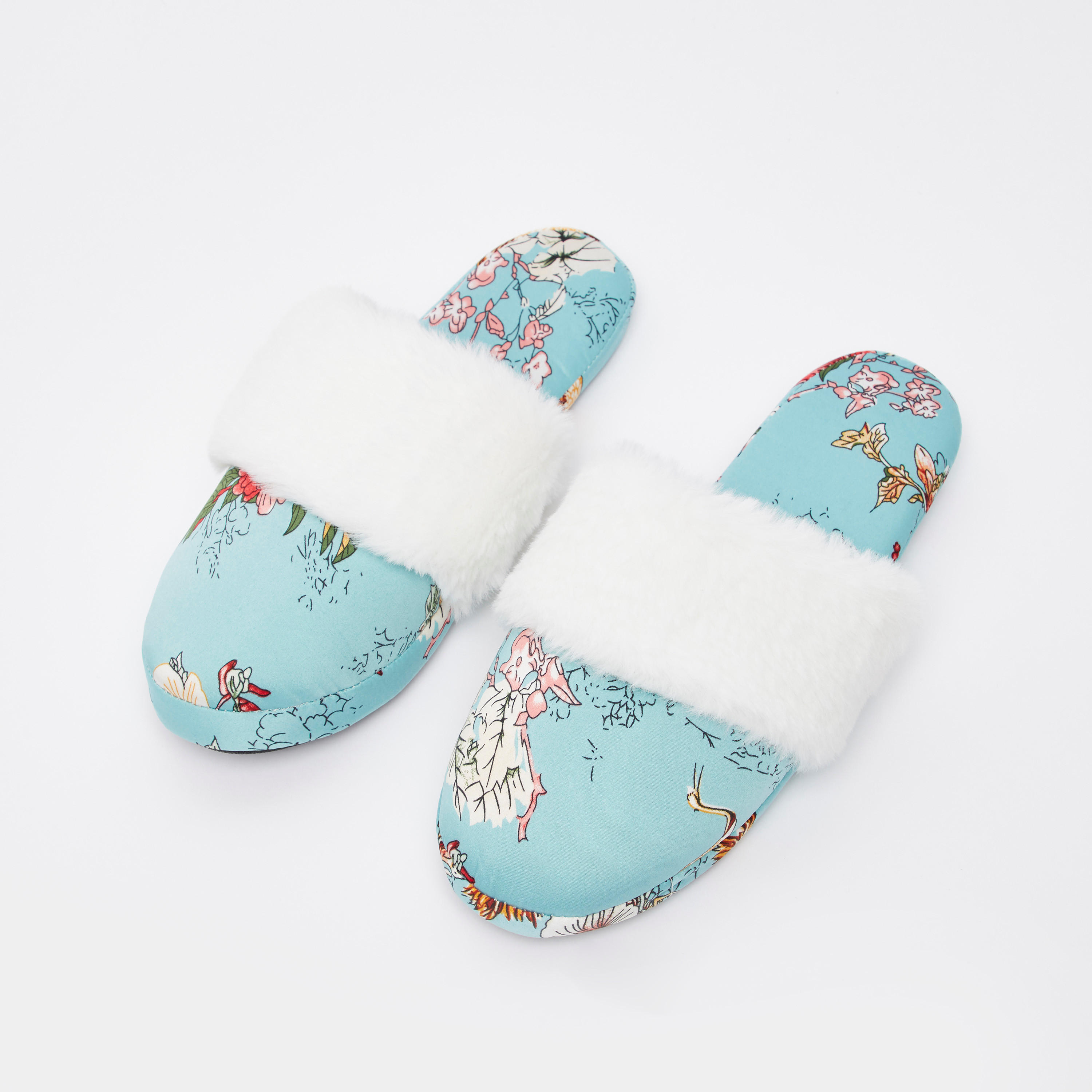 حذاء ميول للمنزل بتفاصيل قطيفة بطبعات أزهار-women-clothing-nightwear-bedroomslippers-image-2