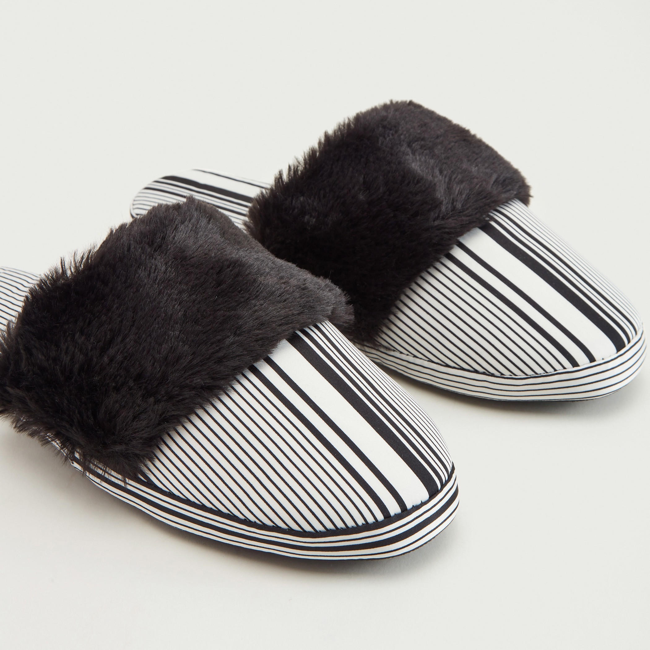 Striped Bedroom Mules with Plush Detail-women-clothing-nightwear-bedroomslippers-image-5