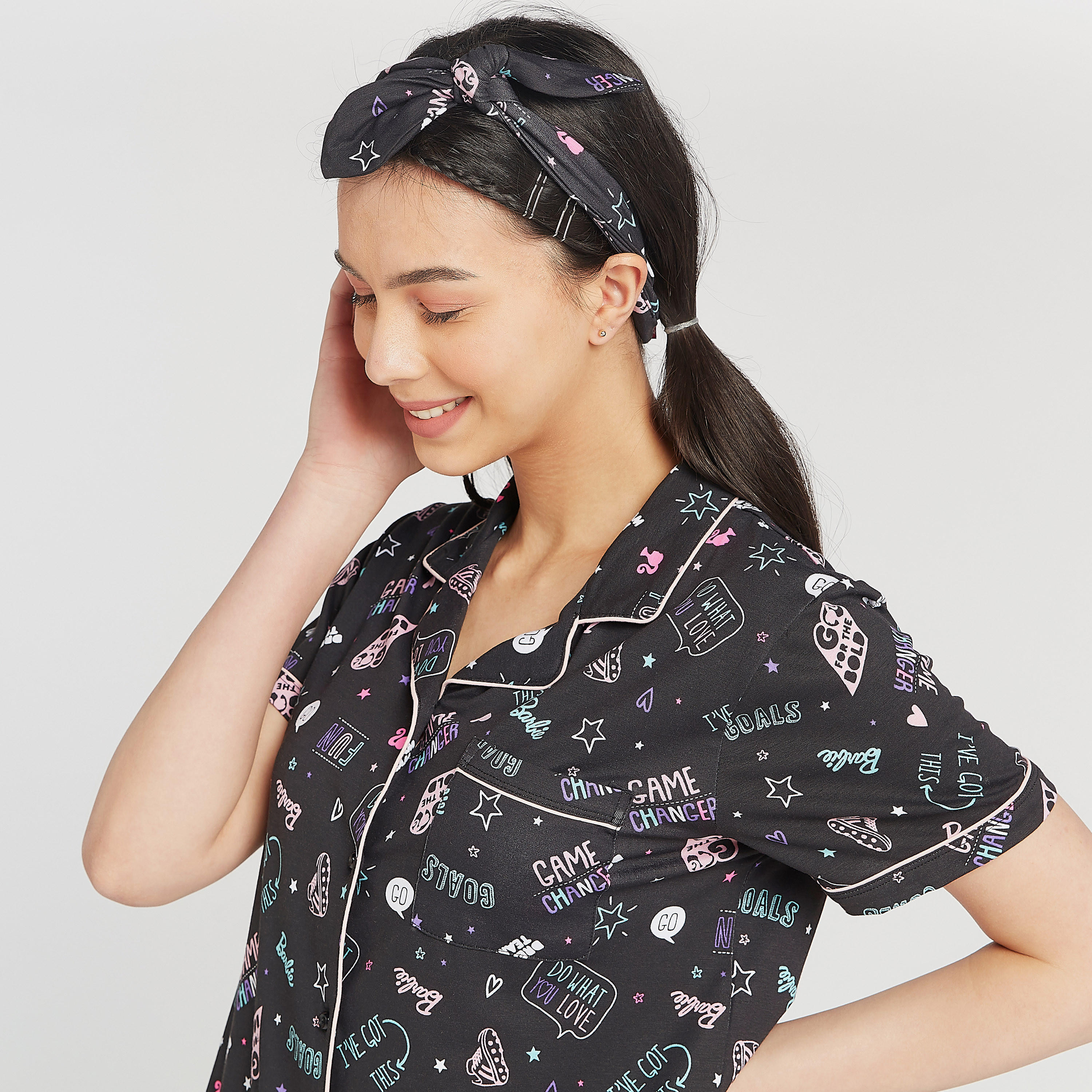 Printed Headband with Bow Accent-women-hairaccessories-image-1