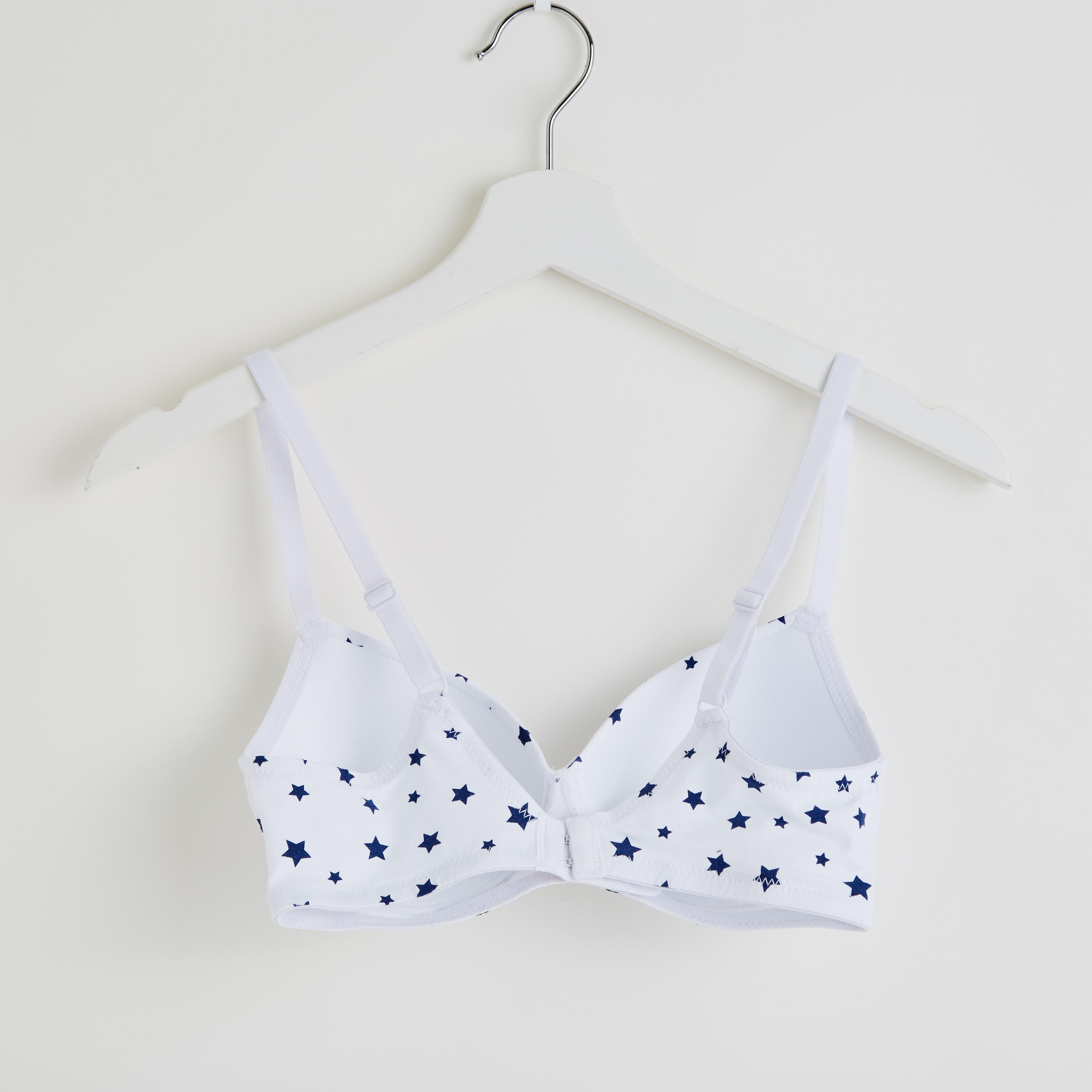 Star Print Padded T-shirt Bra with Hook and Eye Closure-women-clothing-lingerie-bras-image-3