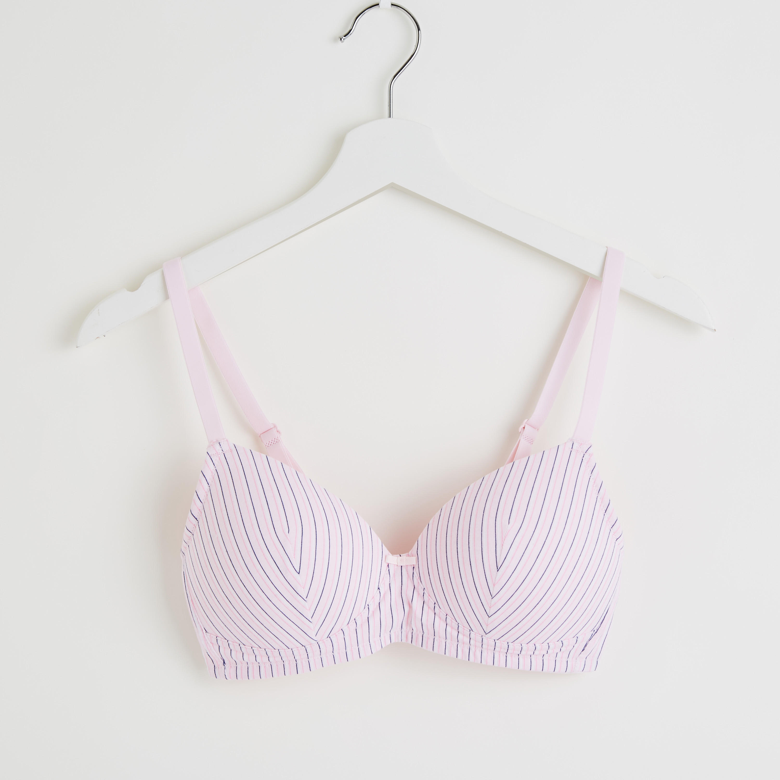 صدرية تيشيرت مبطنة مقلّمة بخطّافة إغلاق-women-clothing-lingerie-bras-image-1