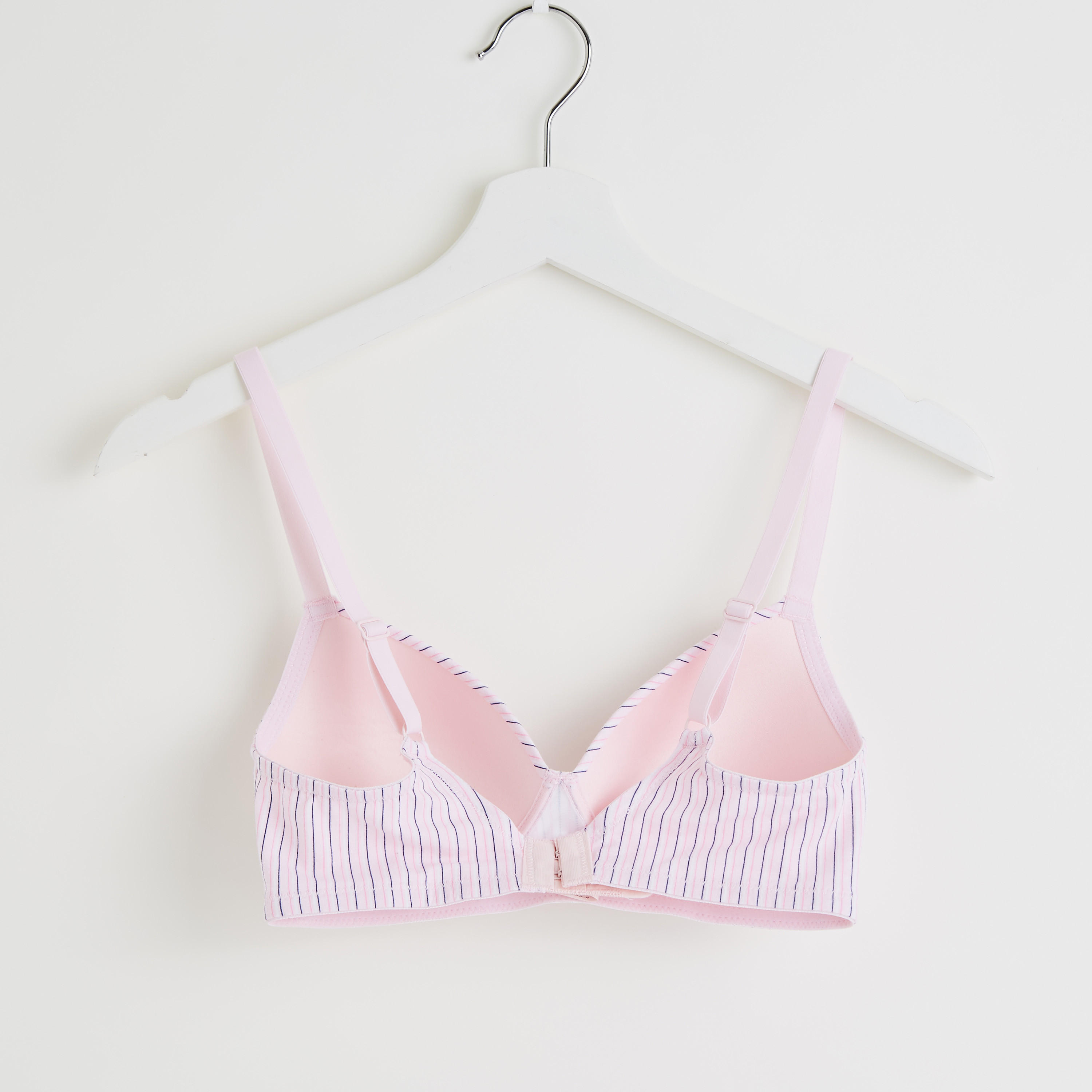 صدرية تيشيرت مبطنة مقلّمة بخطّافة إغلاق-women-clothing-lingerie-bras-image-3