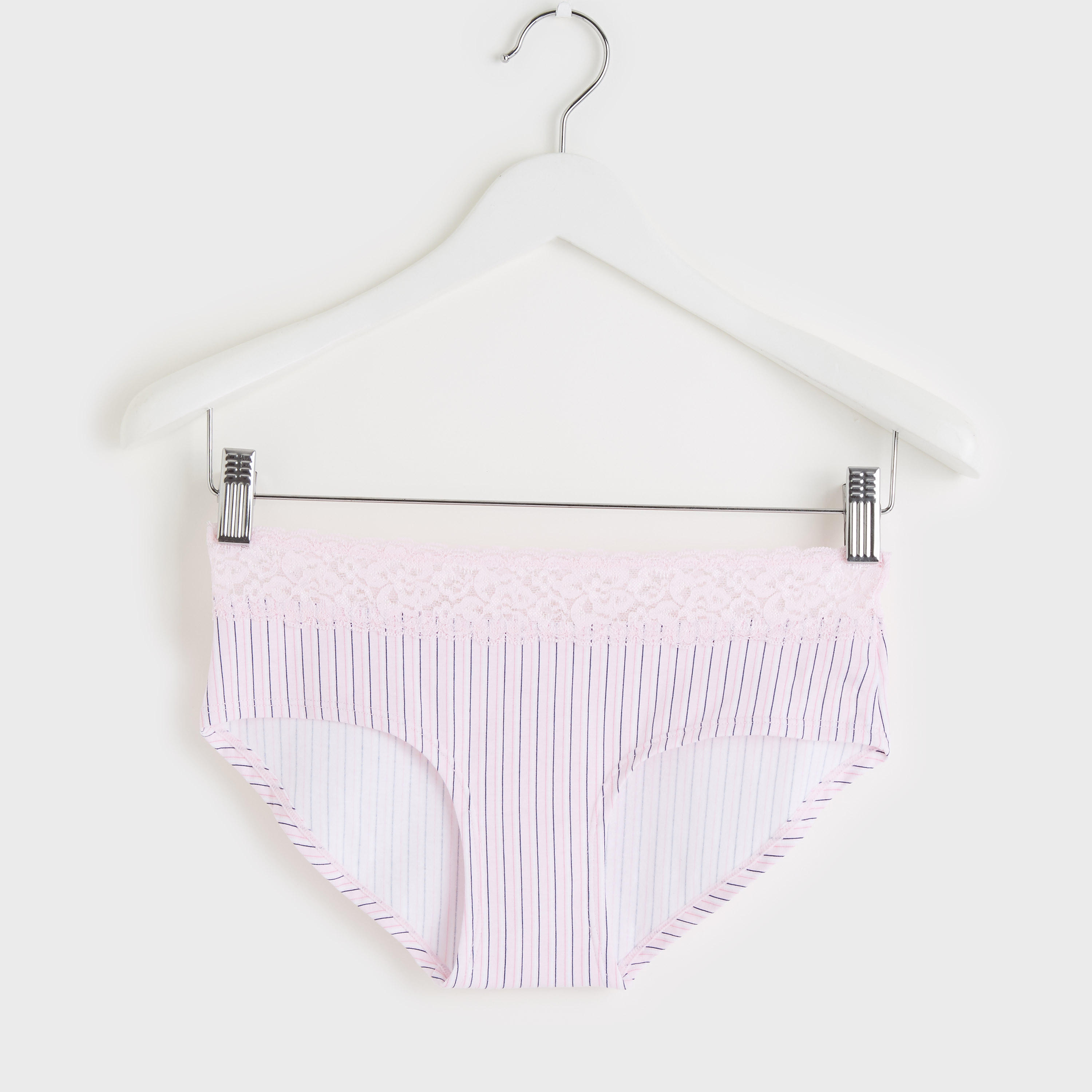 سروال داخلي هيبستر مقلّمة بخصر مطّاطي وتفاصيل دانتيل-women-clothing-lingerie-panties-image-1