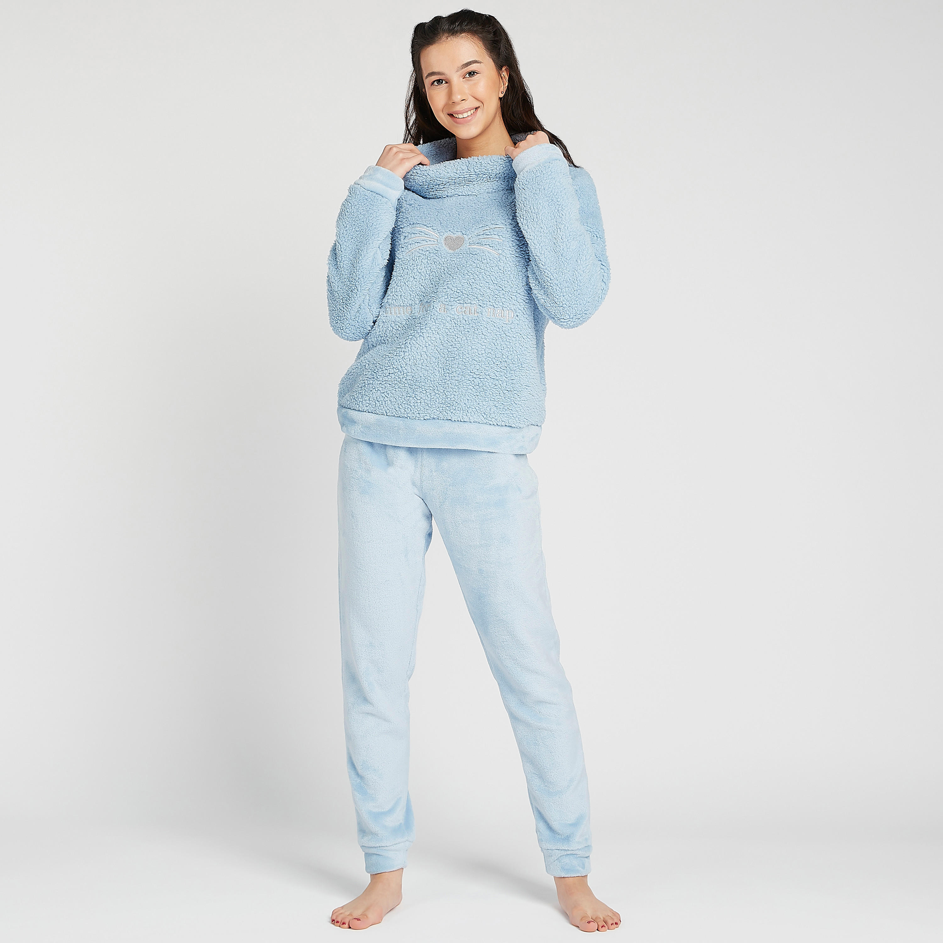 Sustainable Printed Turtle Neck T-shirt and Full Length Pyjama Set-women-clothing-nightwear-pyjamas-longsets-image-1