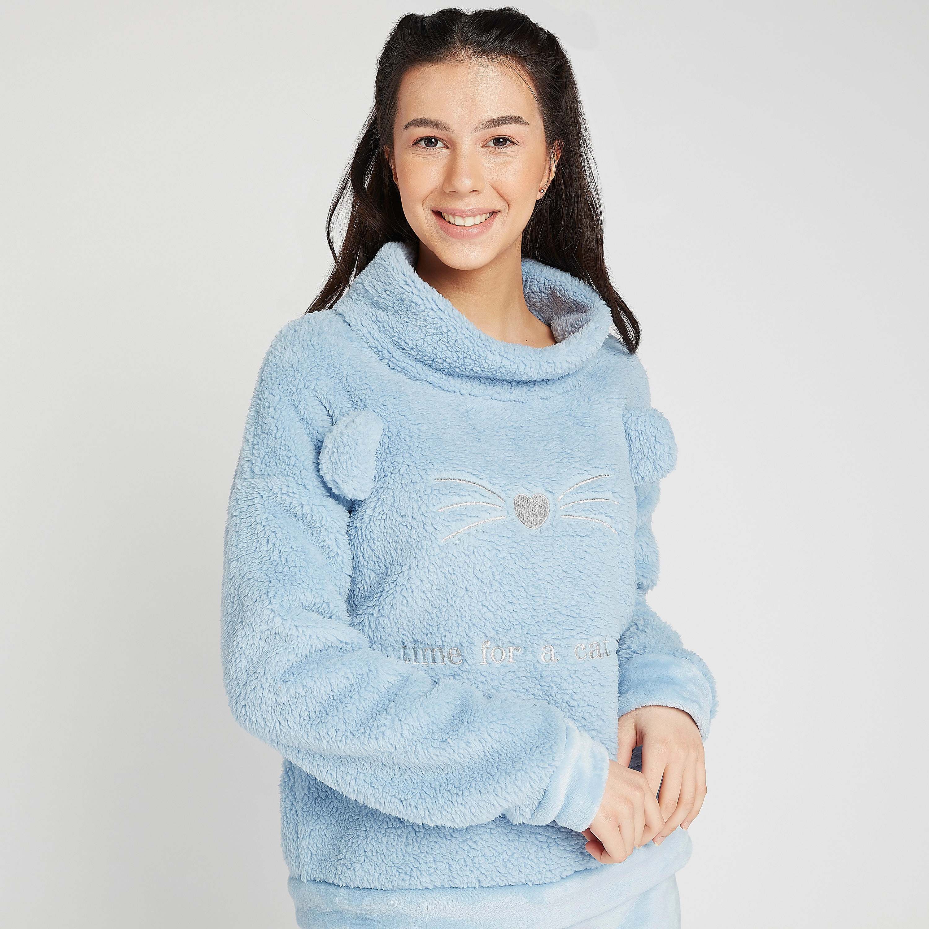 Sustainable Printed Turtle Neck T-shirt and Full Length Pyjama Set-women-clothing-nightwear-pyjamas-longsets-image-6