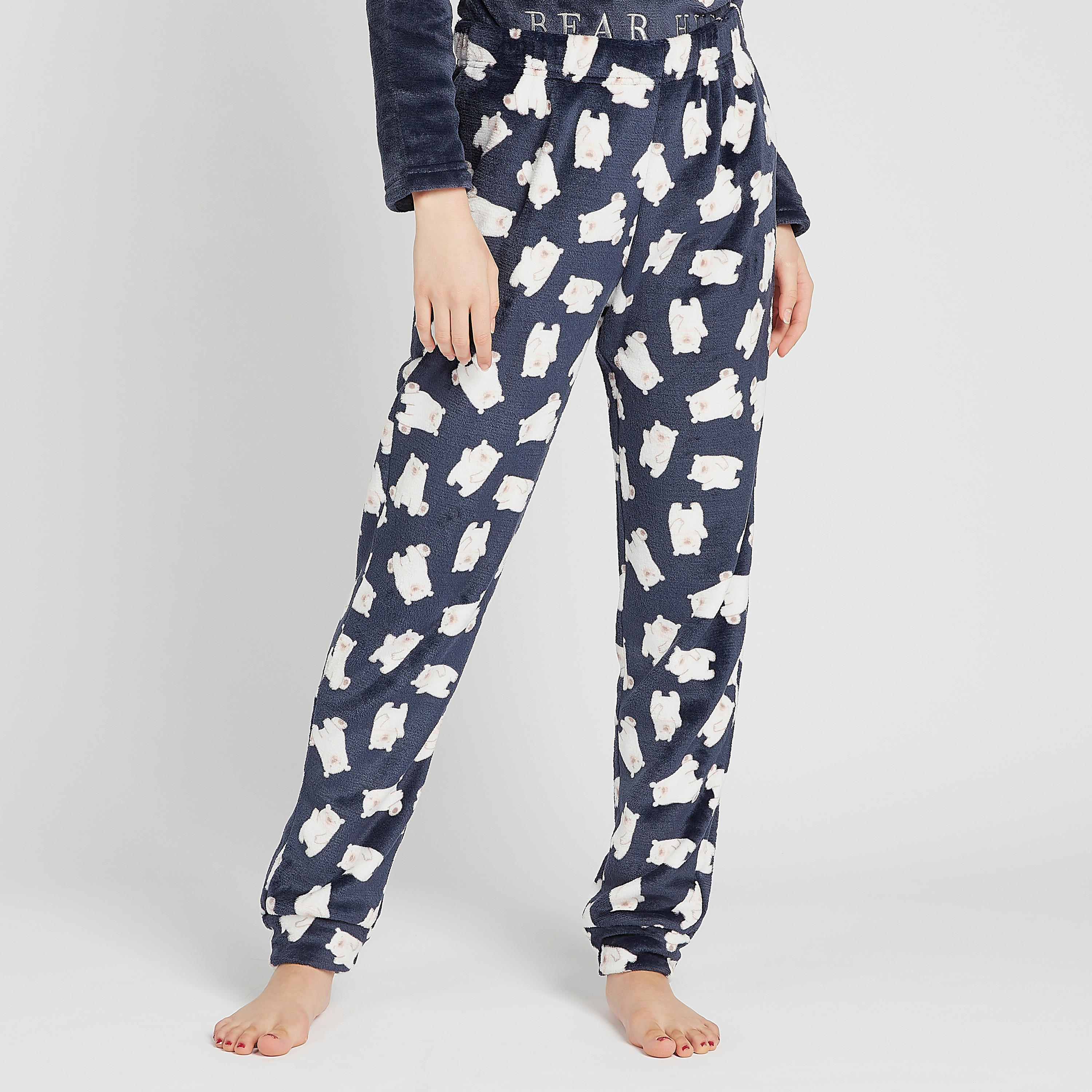 طقم مستدام بنطلون بيجاما وبلوزة بارزة الملمس بأكمام طويلة-women-clothing-nightwear-pyjamas-longsets-image-5