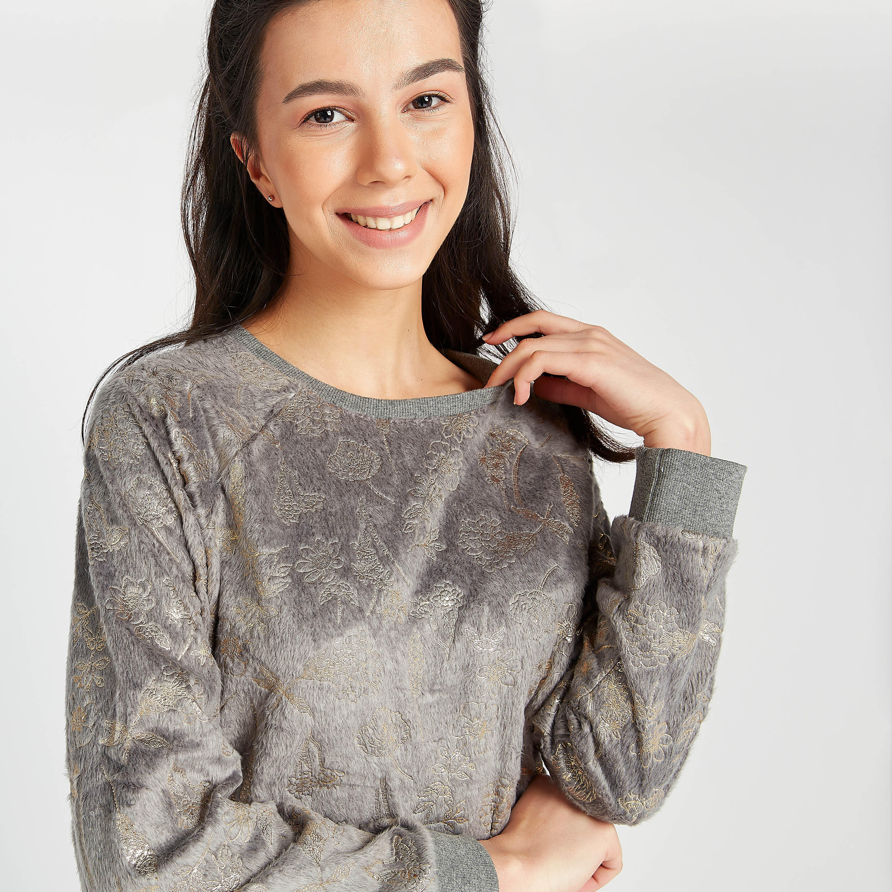 طقم بيجاما مستدام وبلوزة مخمليّة بارزة الملمس بأكمام طويلة-women-clothing-nightwear-pyjamas-longsets-image-5