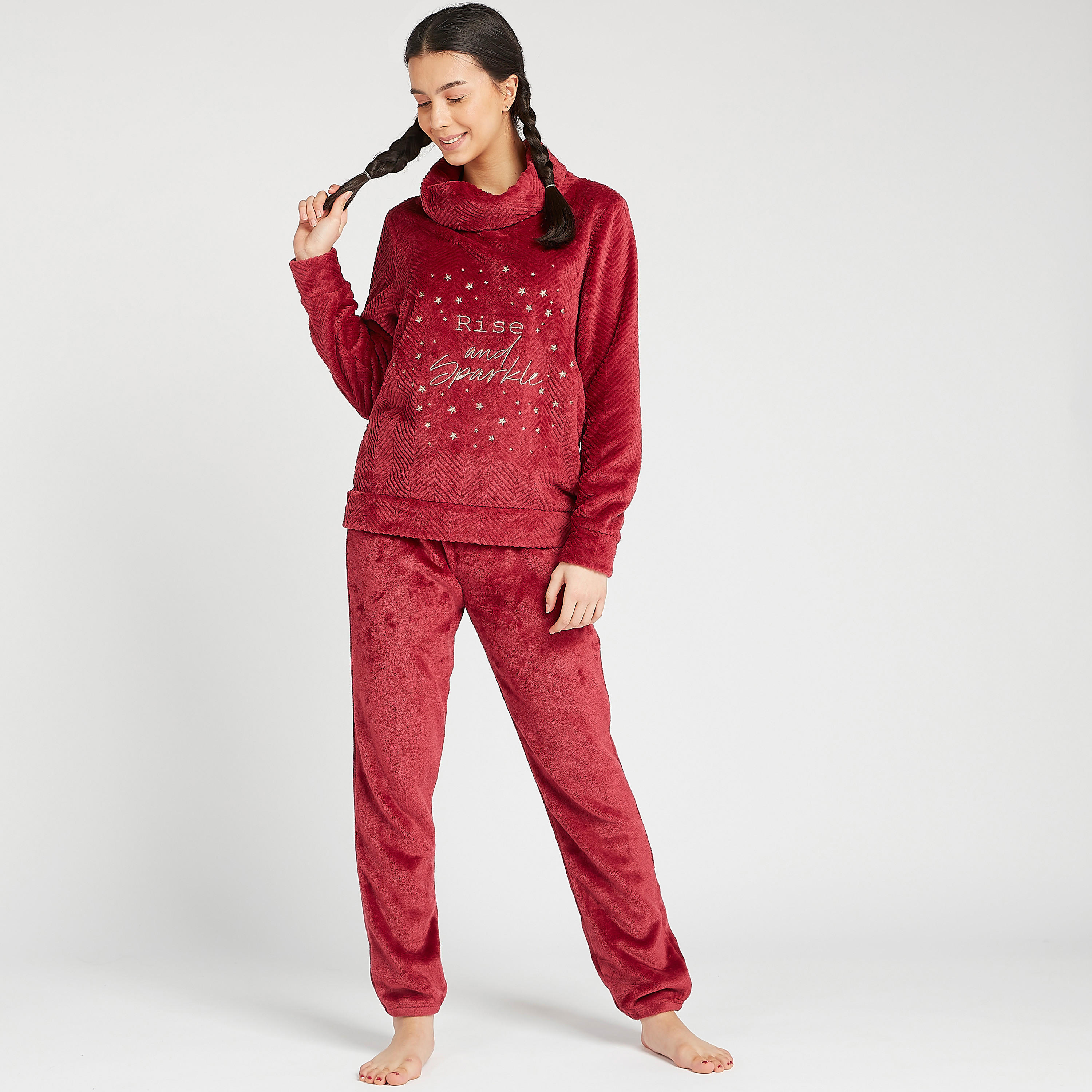 Printed Long Sleeves T-shirt and Full Length Pyjama Set-women-clothing-nightwear-pyjamas-longsets-image-1