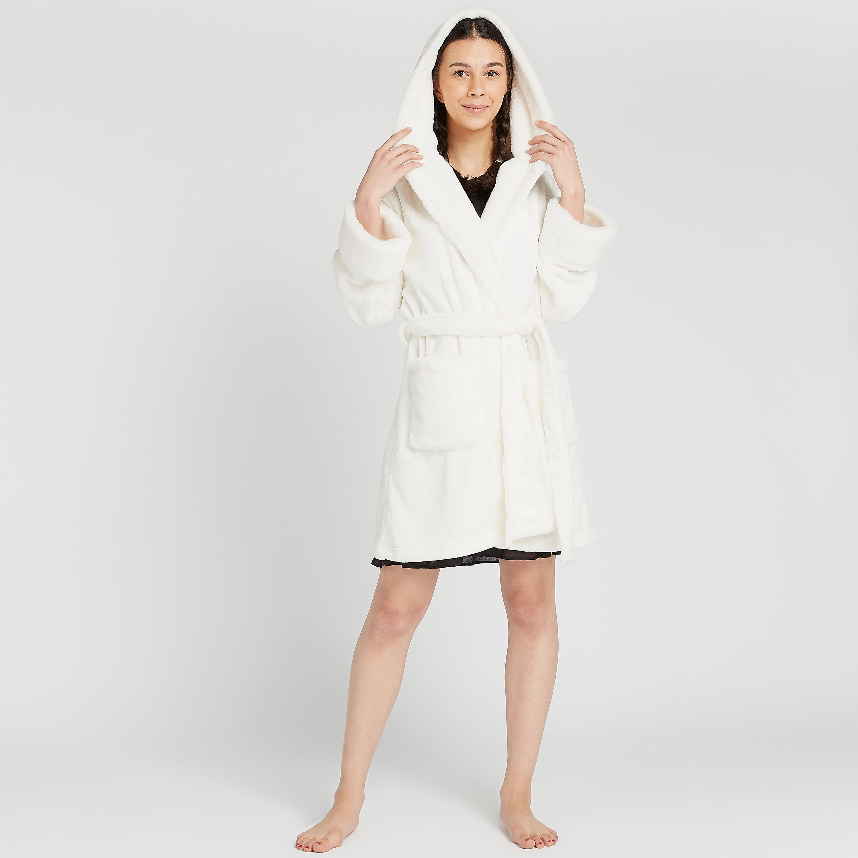 Sustainable Plush Robe with Hooded Neck and Pockets-women-clothing-nightwear-robes-image-2