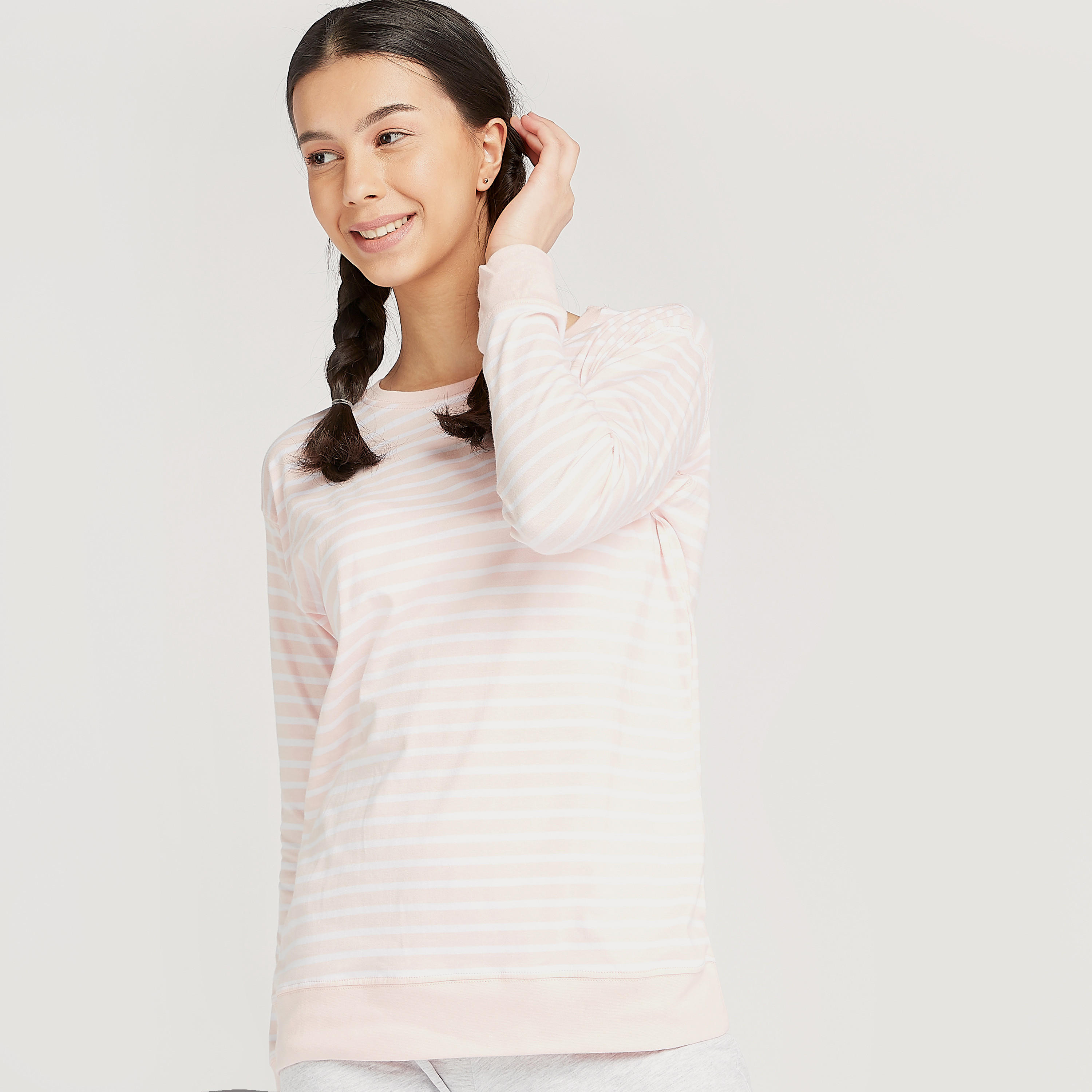 طقم مستدام من بنطلون بيجاما طويل وتيشيرت مخطّط-women-clothing-nightwear-pyjamas-longsets-image-3