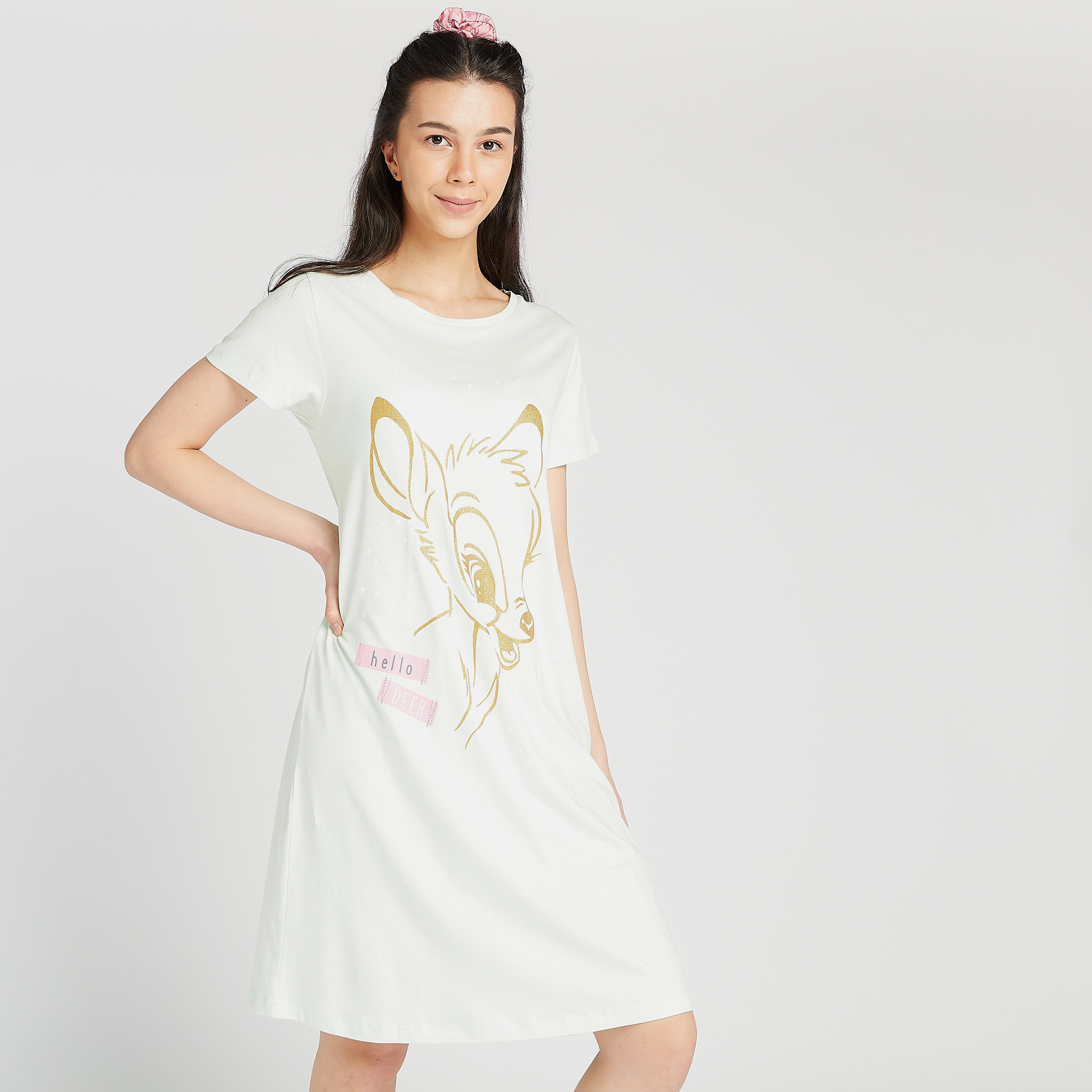 قميص مستدام بياقة مستديرة - طقم من قطعتين-women-clothing-nightwear-nighties-image-3