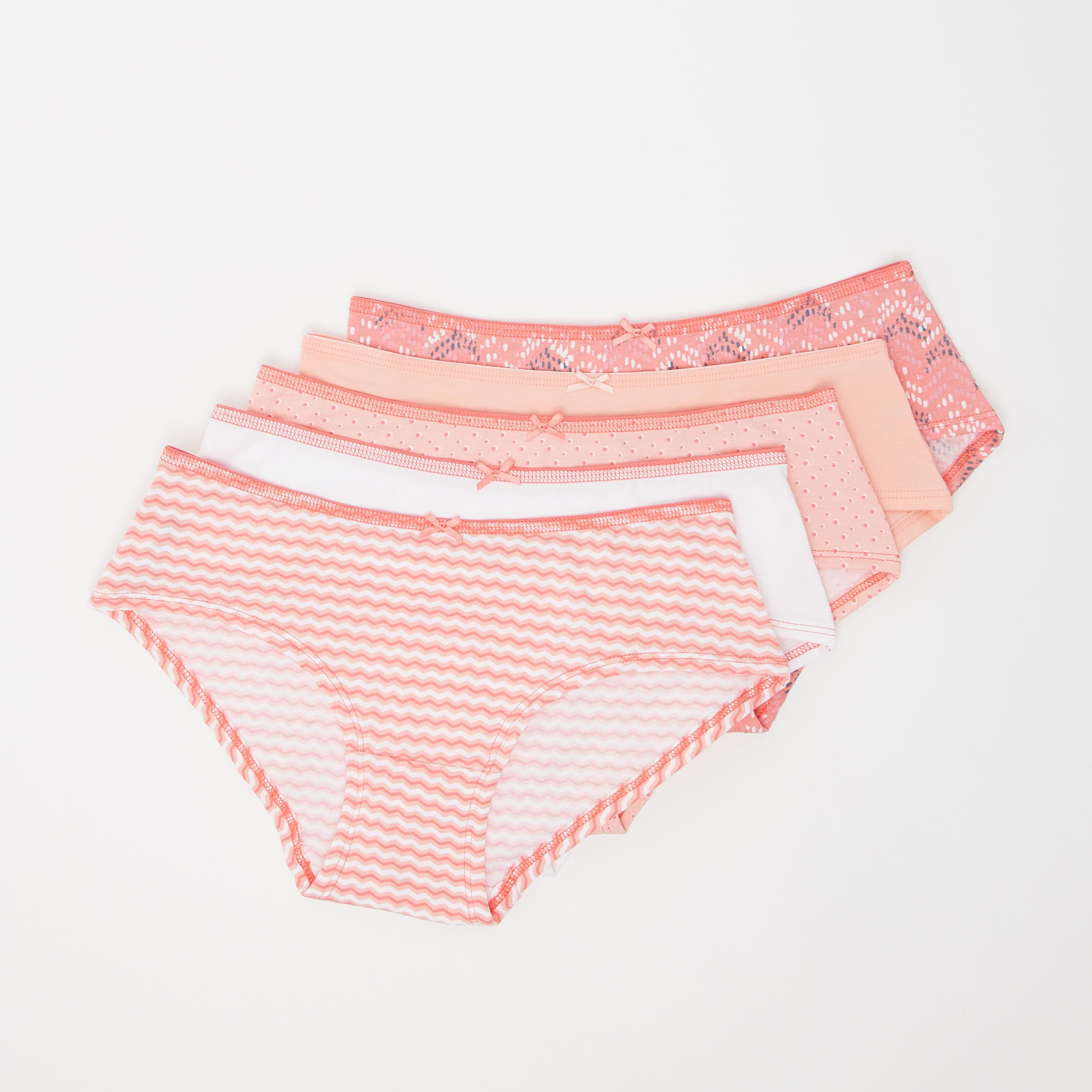 سراويل داخلية مستدامة بخصر مطاطي وطبعات- طقم من 5 أزواج-women-clothing-lingerie-panties-image-1