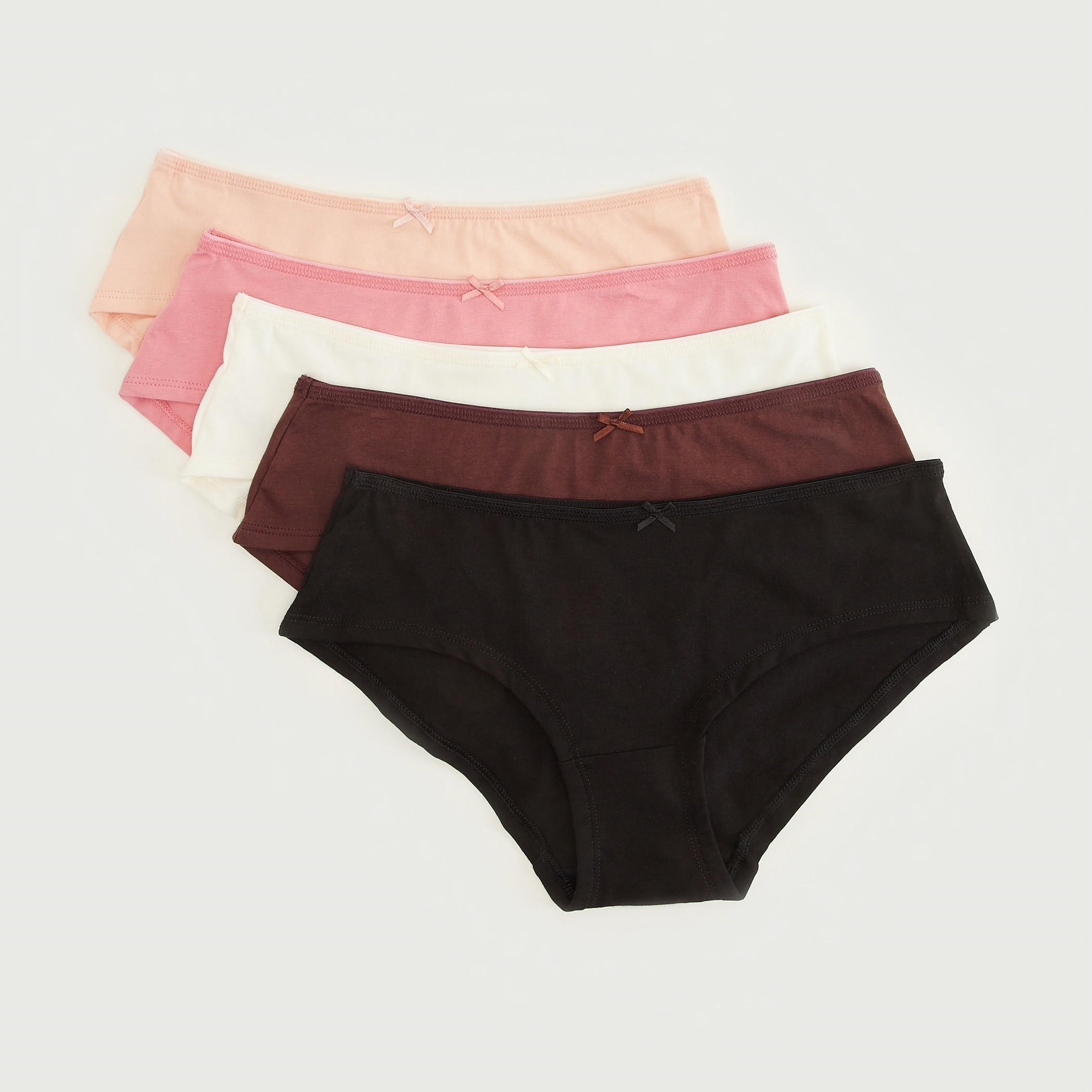 سراويل داخليّة مستدامة بوي شورت بتفاصيل فيونكة - طقم من 5 قطع-women-clothing-lingerie-panties-image-1