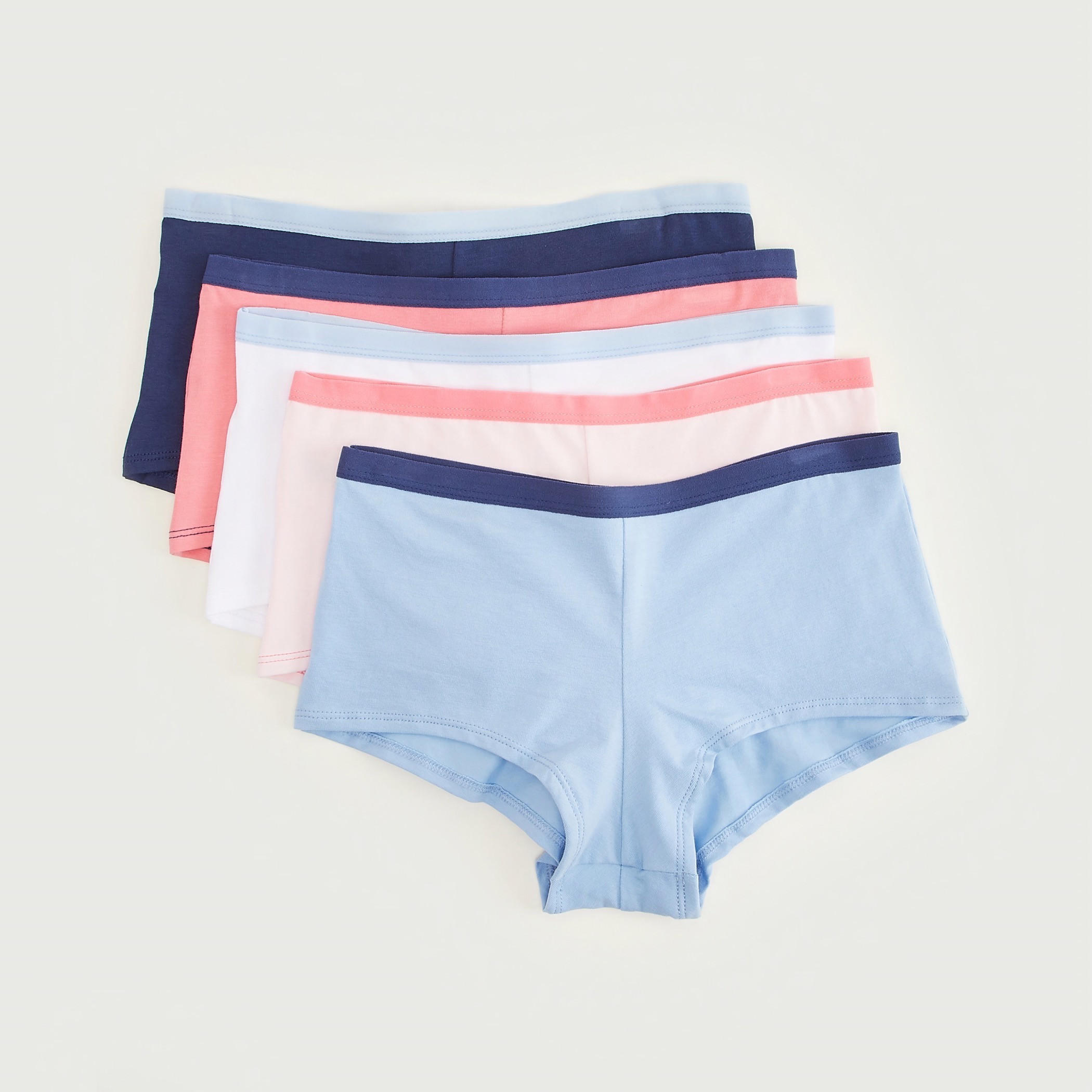 سراويل داخليّة مستدامة بوي شورت سادة بخصر مطّاطي - طقم من 5 قطع-women-clothing-lingerie-panties-image-1