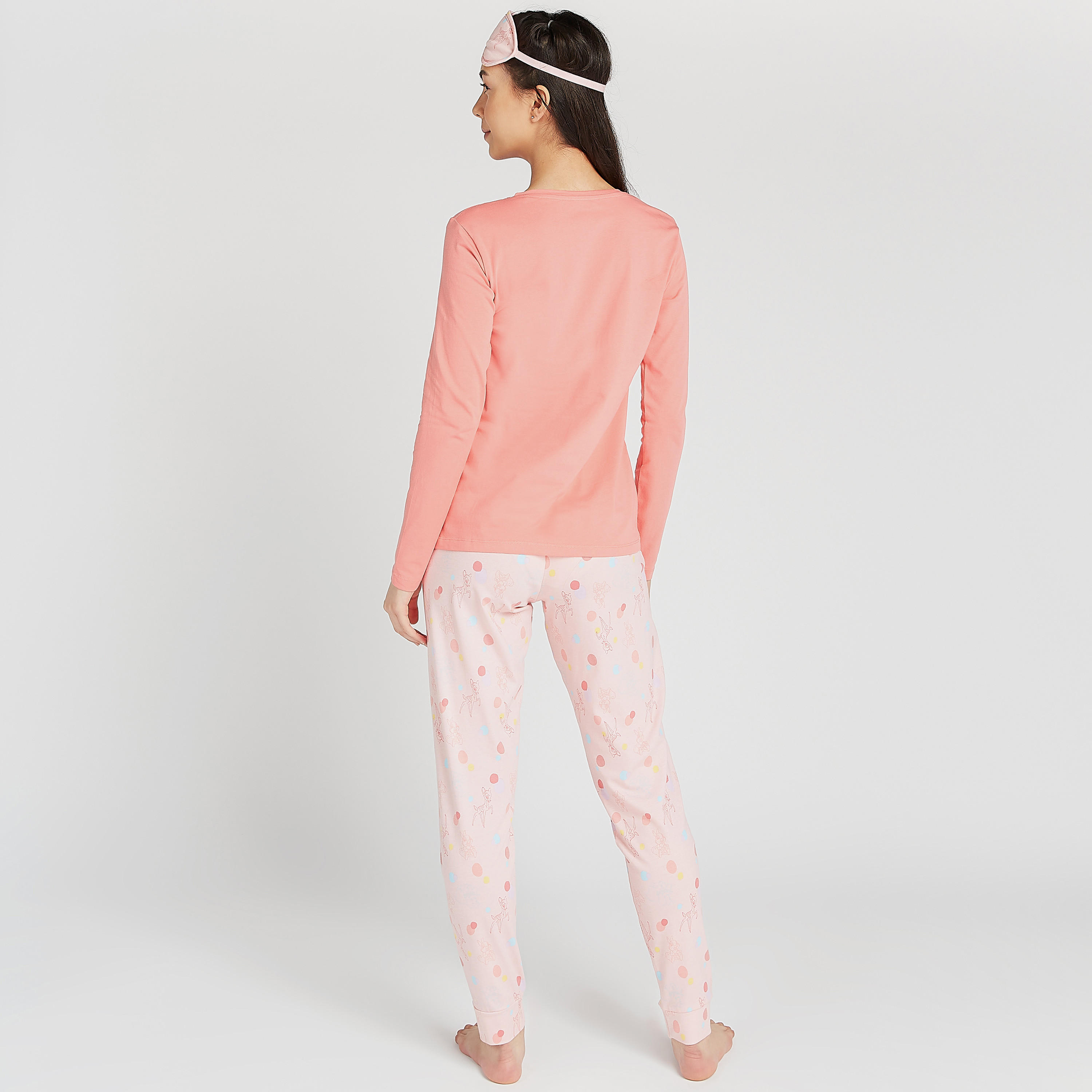 Sustainable Printed Round Neck T-shirt and Full Length Pyjama Set-women-clothing-nightwear-pyjamas-longsets-image-4