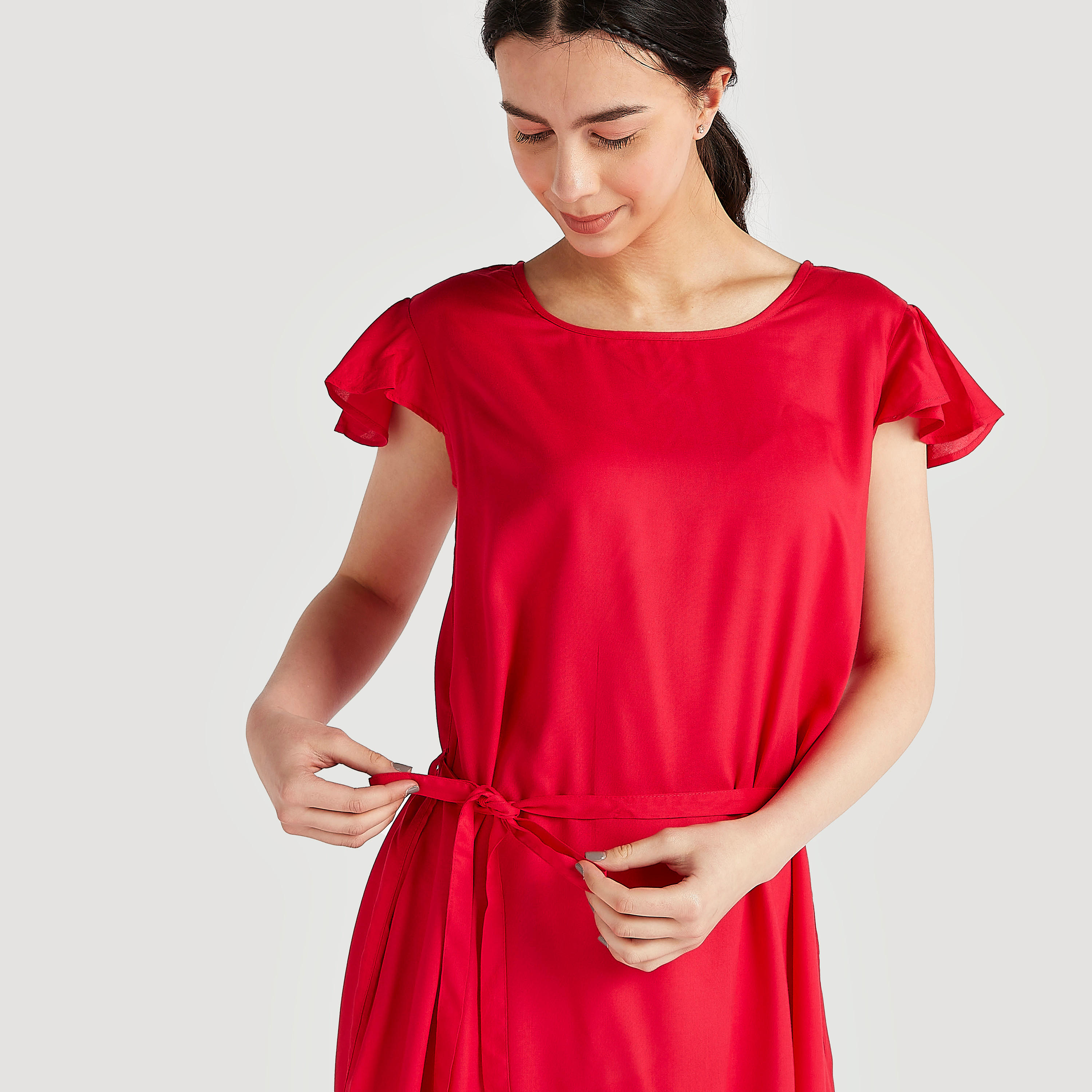 قميص نوم بحزام وياقة ضيّقة - طقم من قطعتين متنوعتين-women-clothing-nightwear-nighties-image-6