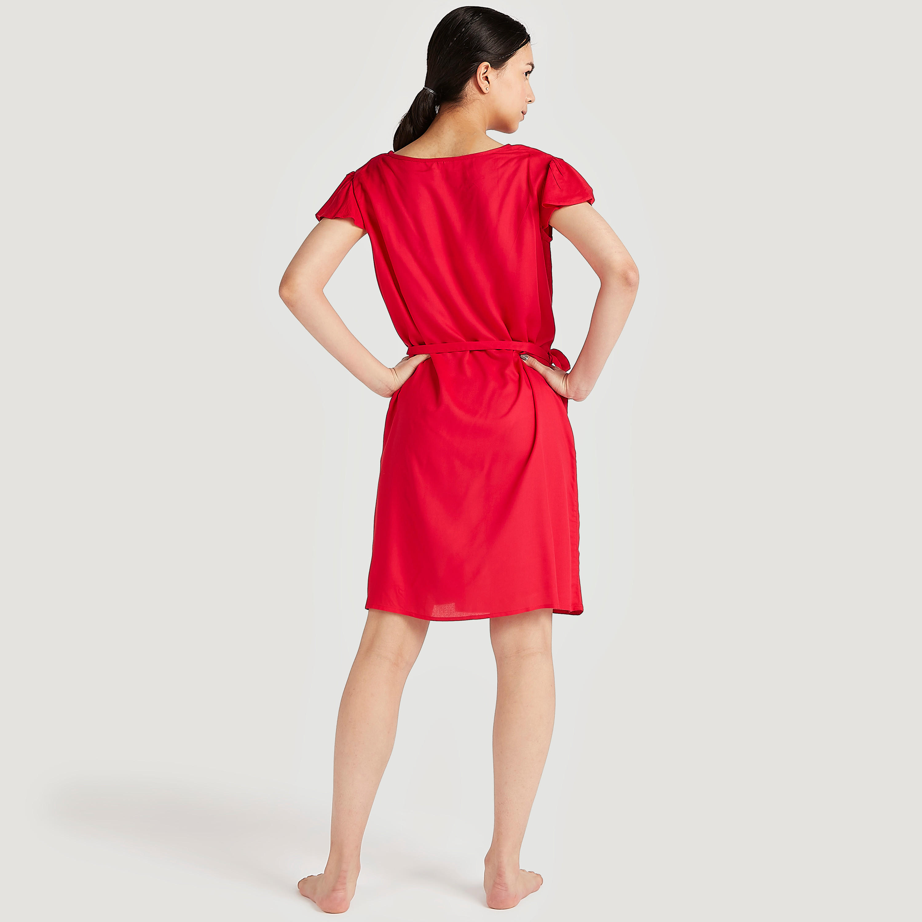 قميص نوم بحزام وياقة ضيّقة - طقم من قطعتين متنوعتين-women-clothing-nightwear-nighties-image-7